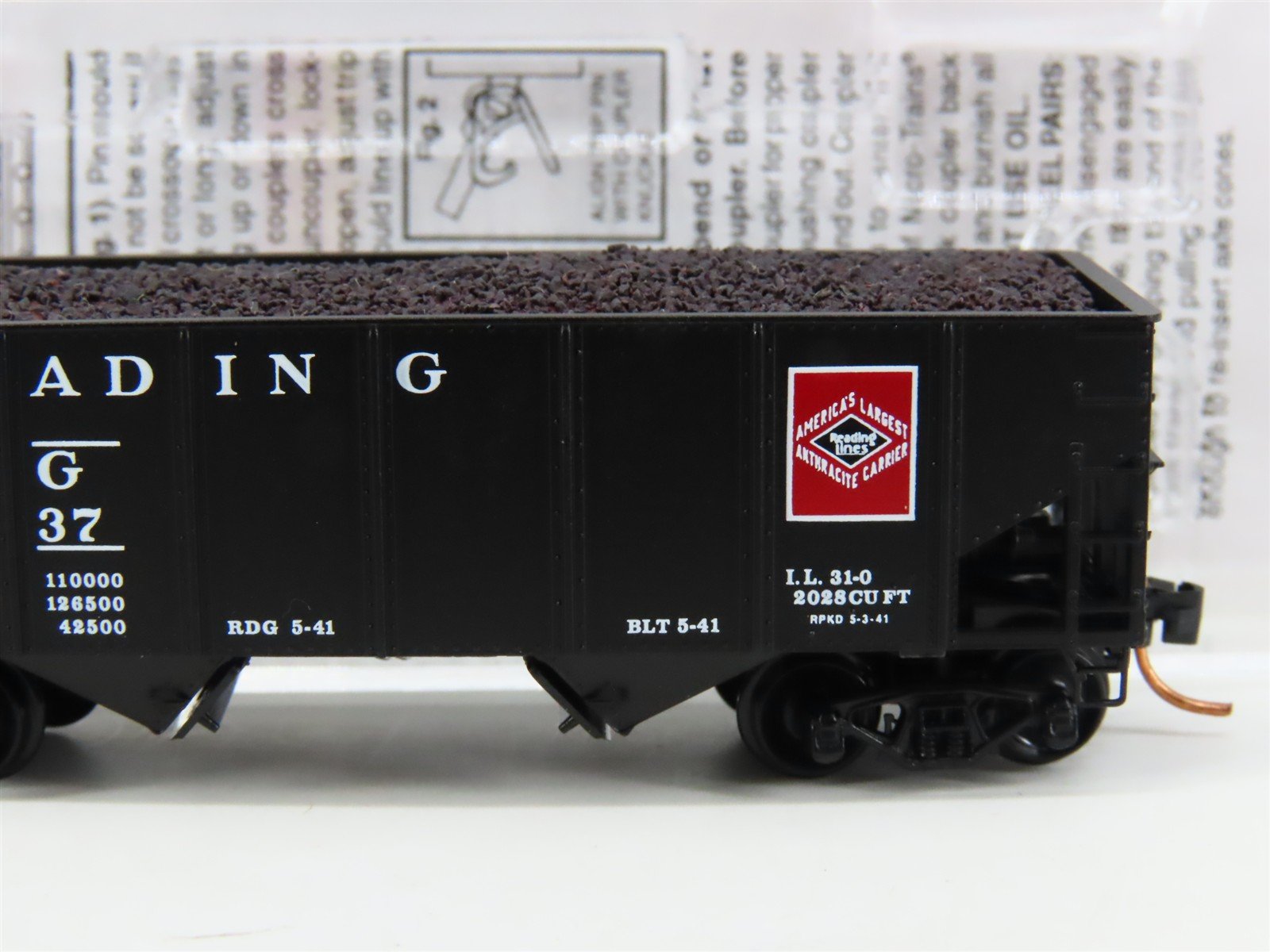 N Scale Micro-Trains MTL 05600180 RDG Reading Lines 2-Bay Hopper #80337 w/ Load