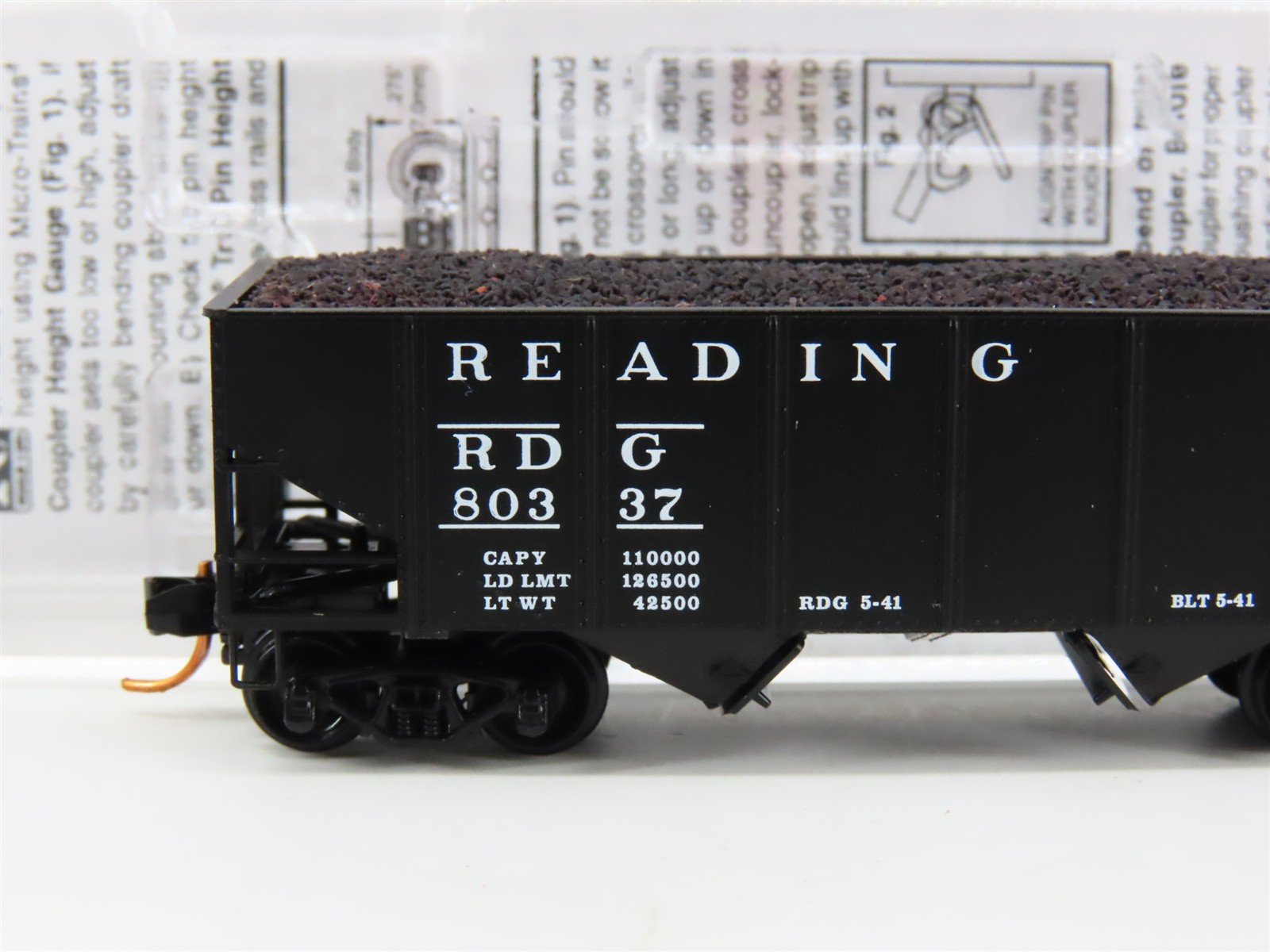 N Scale Micro-Trains MTL 05600180 RDG Reading Lines 2-Bay Hopper #80337 w/ Load