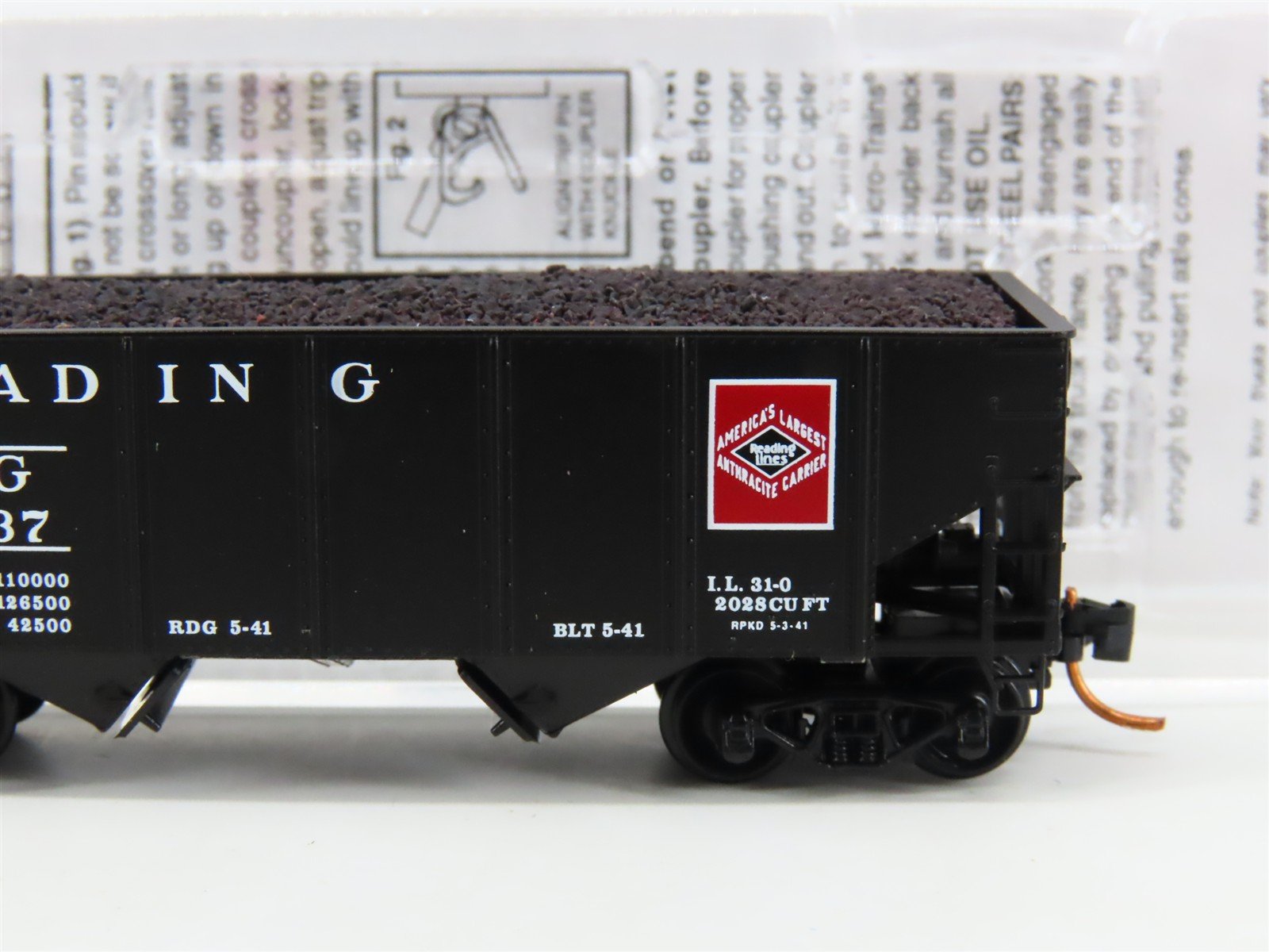N Scale Micro-Trains MTL 05600180 RDG Reading Lines 2-Bay Hopper #80337 w/ Load