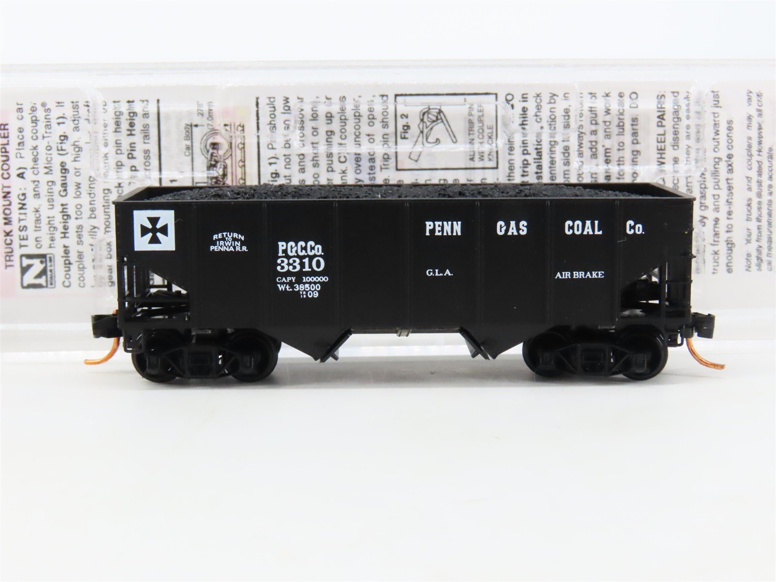 N Micro-Trains MTL 05600420 PGCCo Penn Gas Coal Co. 2-Bay Hopper #3310 w/ Load