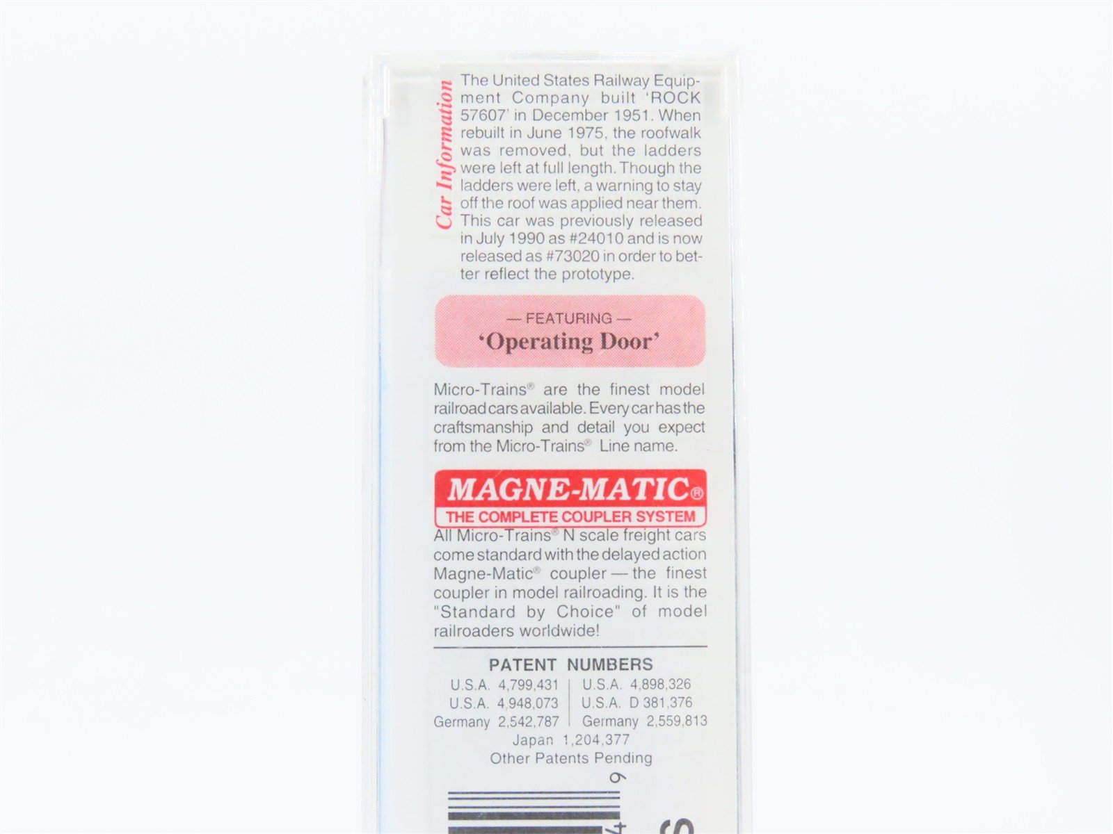N Scale Micro-Trains MTL 73020 ROCK Rock Island & Pacific 40' Box Car #57607