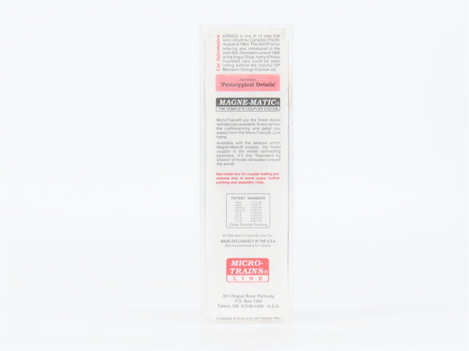 N Scale Micro-Trains MTL 74040/2 CP Canadian Pacific 40' Box Car #285602