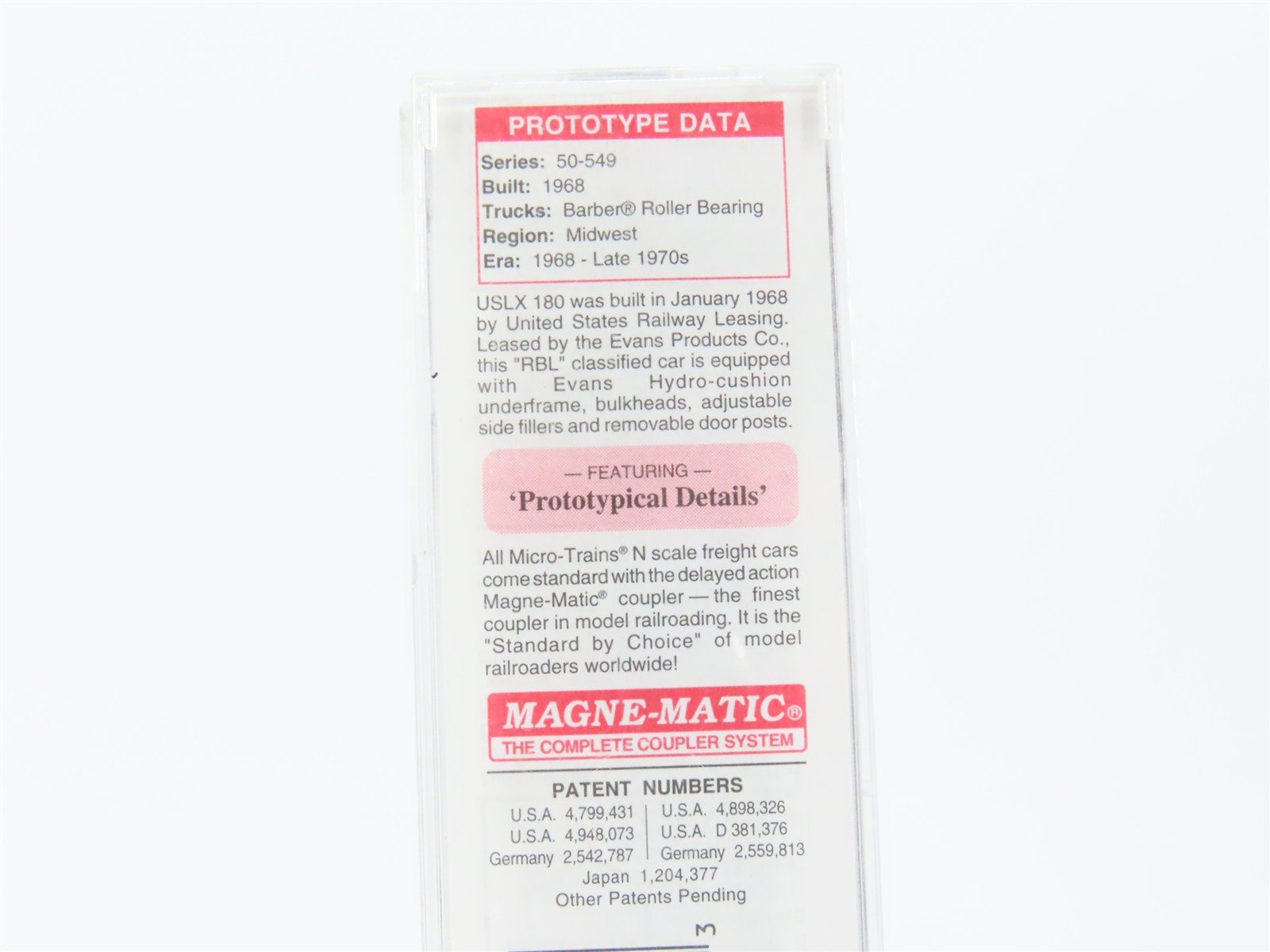 N Scale Micro-Trains MTL 07500140 USLX Evans Products Company 50' Box Car #180