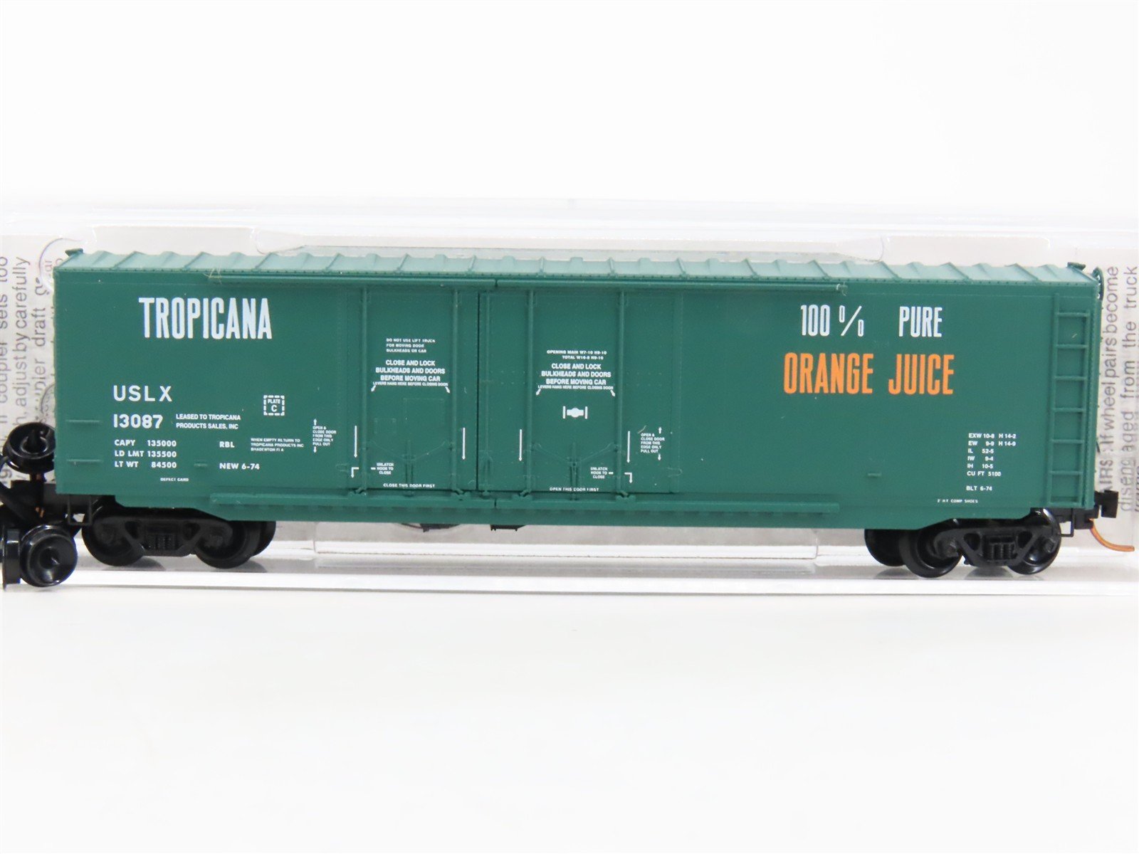 N Scale Micro-Trains MTL 75040 USLX Tropicana 50' Double Plug Door Boxcar #13087