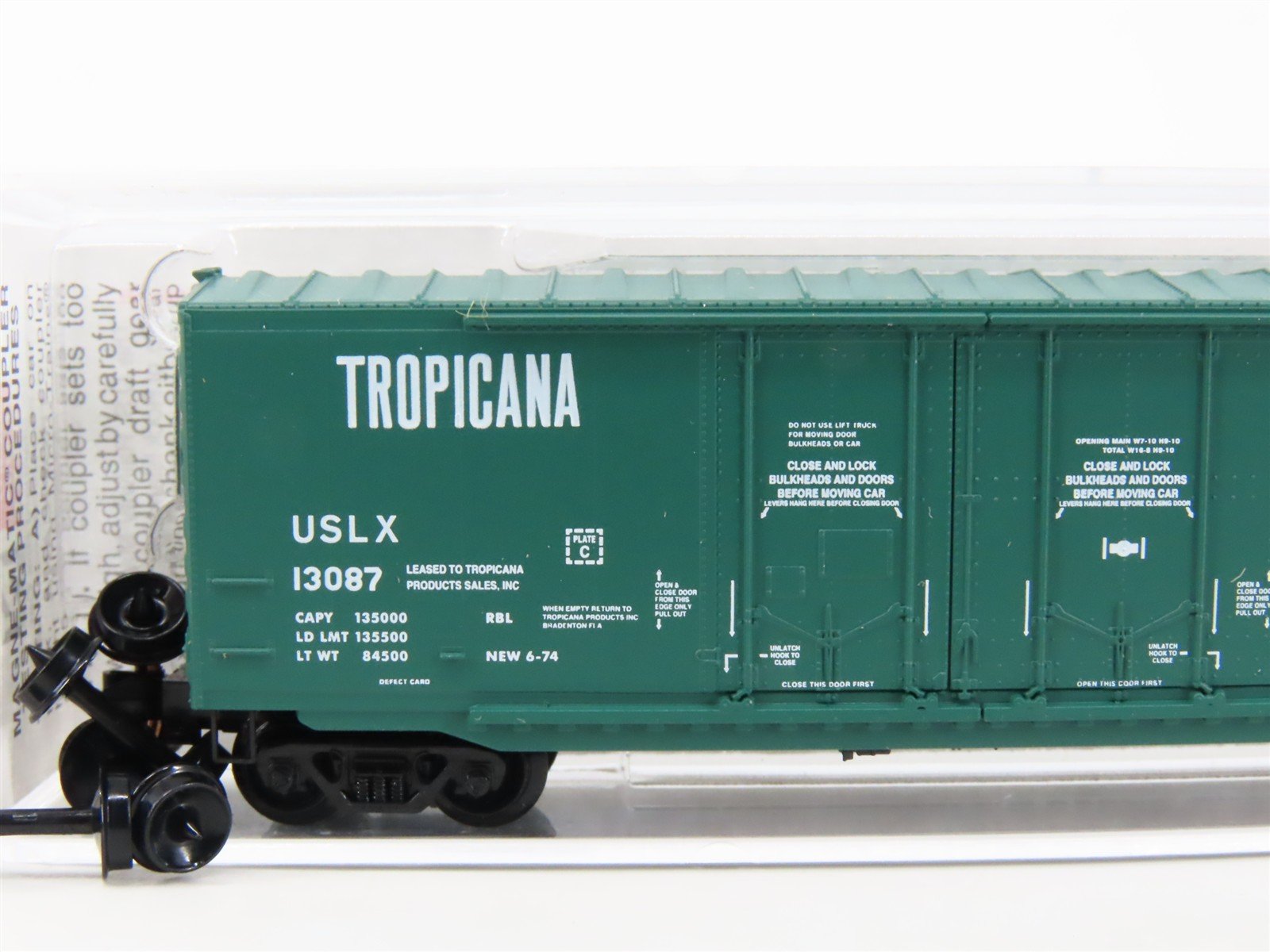 N Scale Micro-Trains MTL 75040 USLX Tropicana 50' Double Plug Door Boxcar #13087