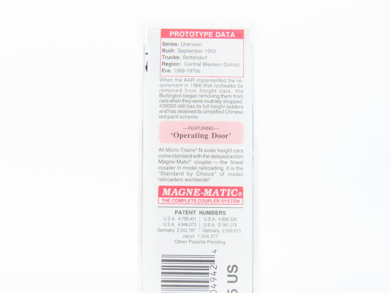 N Scale Micro-Trains MTL 73050 CB&Q Burlington Route 40' Box Car #39305