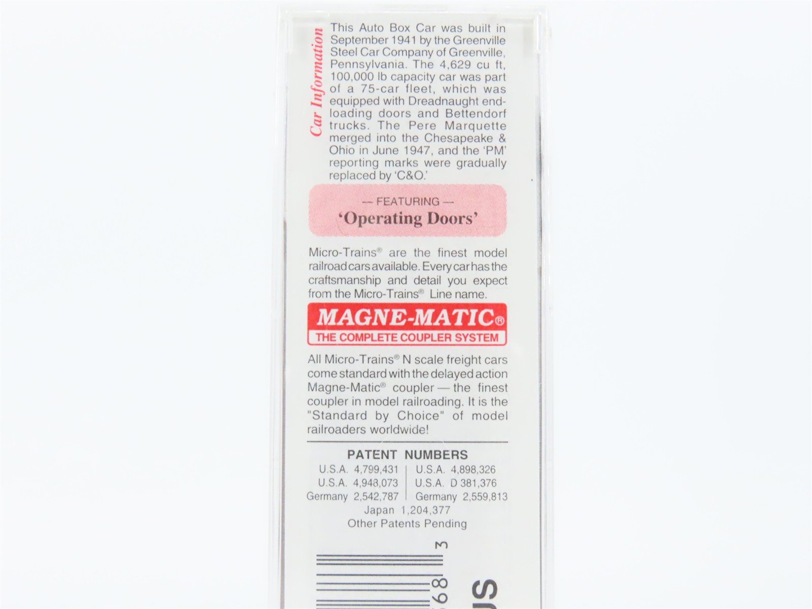 N Scale Micro-Trains MTL 78100 PM Pere Marquette 50' Automobile Box Car #72142