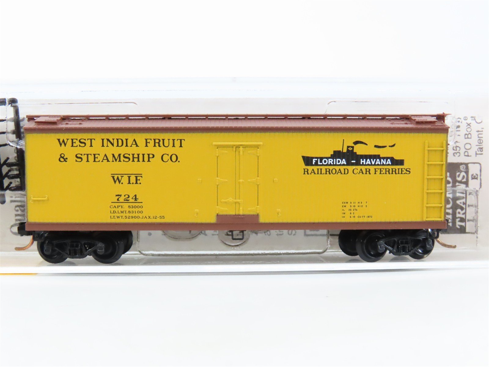 N Scale Micro-Trains MTL 49510 WIF West India Fruit & Steamship 40' Box Car #724