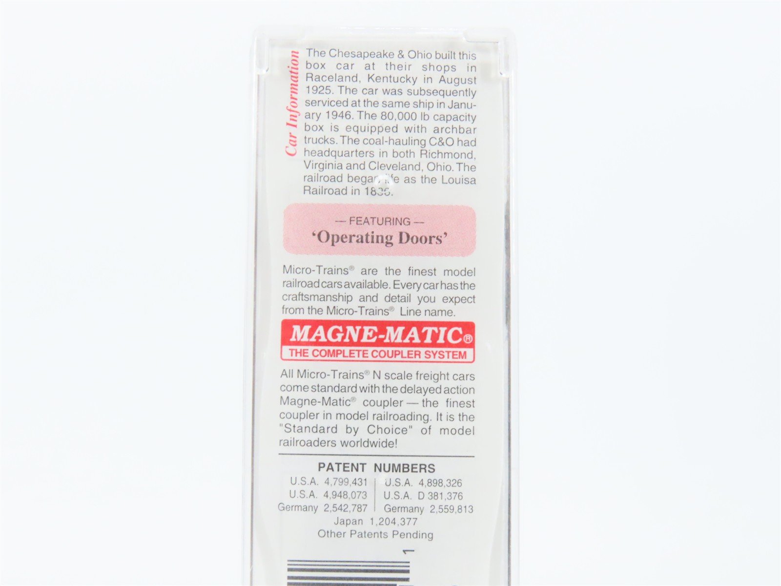 N Scale Micro-Trains MTL 43070 C&O Chesapeake & Ohio 40' Wood Box Car #12133