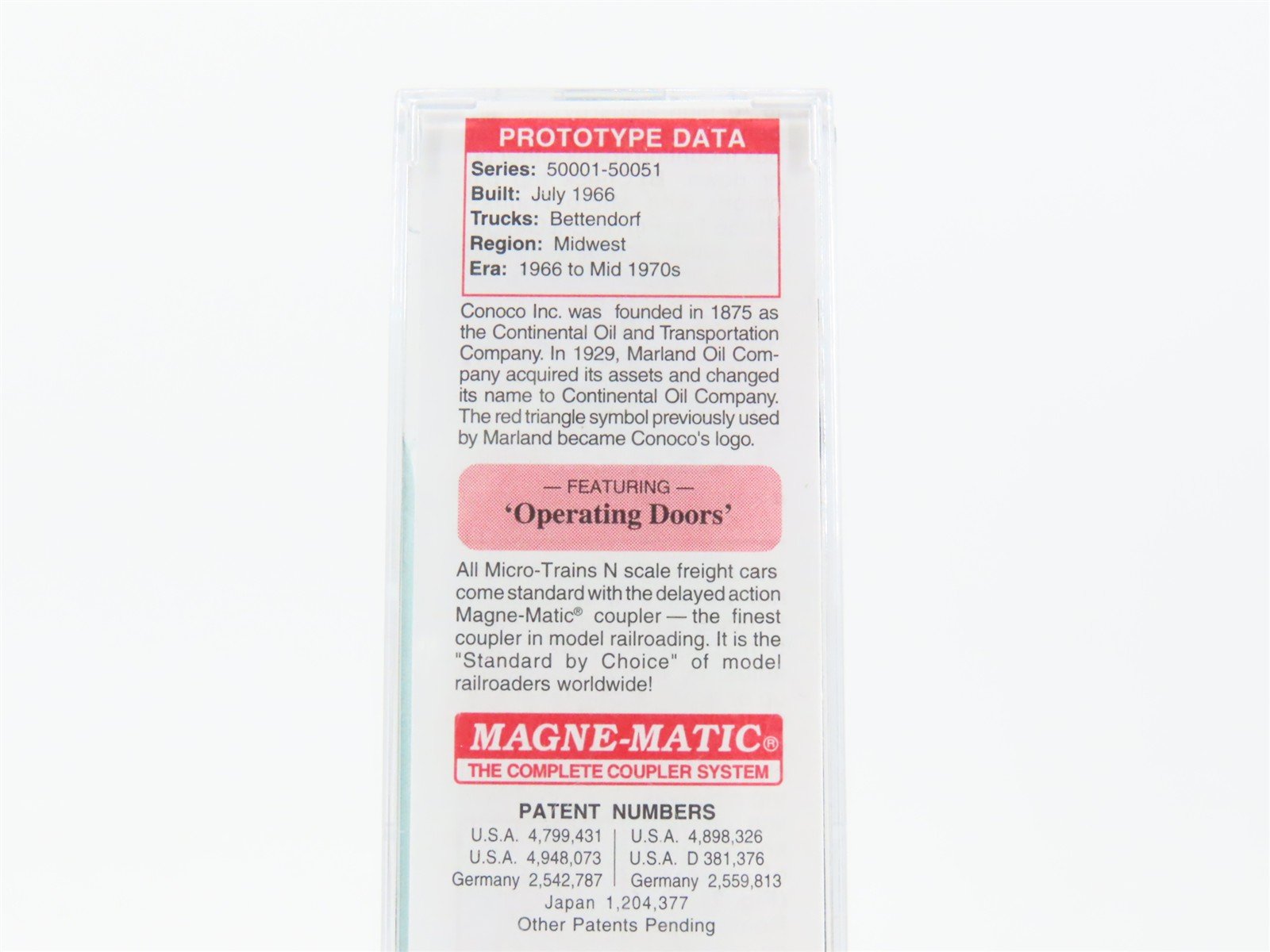 N Scale Micro-Trains MTL 07800120 CONX Conoco 50' Auto Box Car #50004