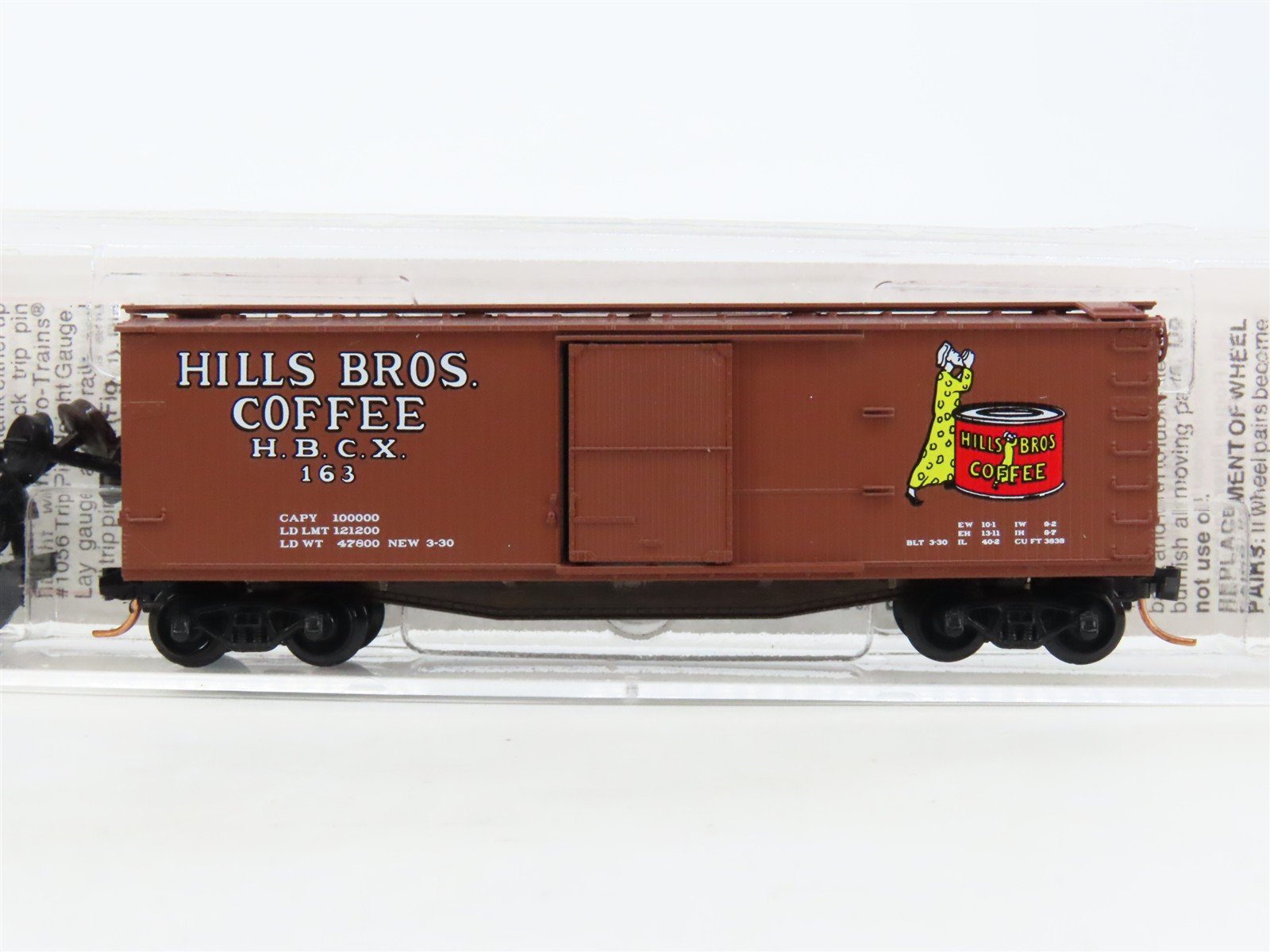 N Scale Micro-Trains MTL 42100 HCBX Hills Bros. Coffee 40' Wood Box Car #163