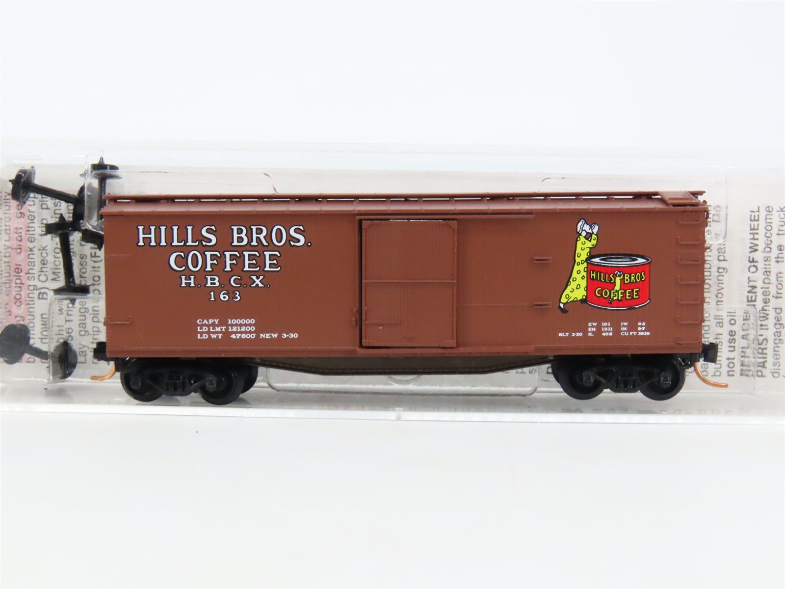 N Scale Micro-Trains MTL 42100 HBCX Hills Bros. Coffee 40' Wood Box Car #163