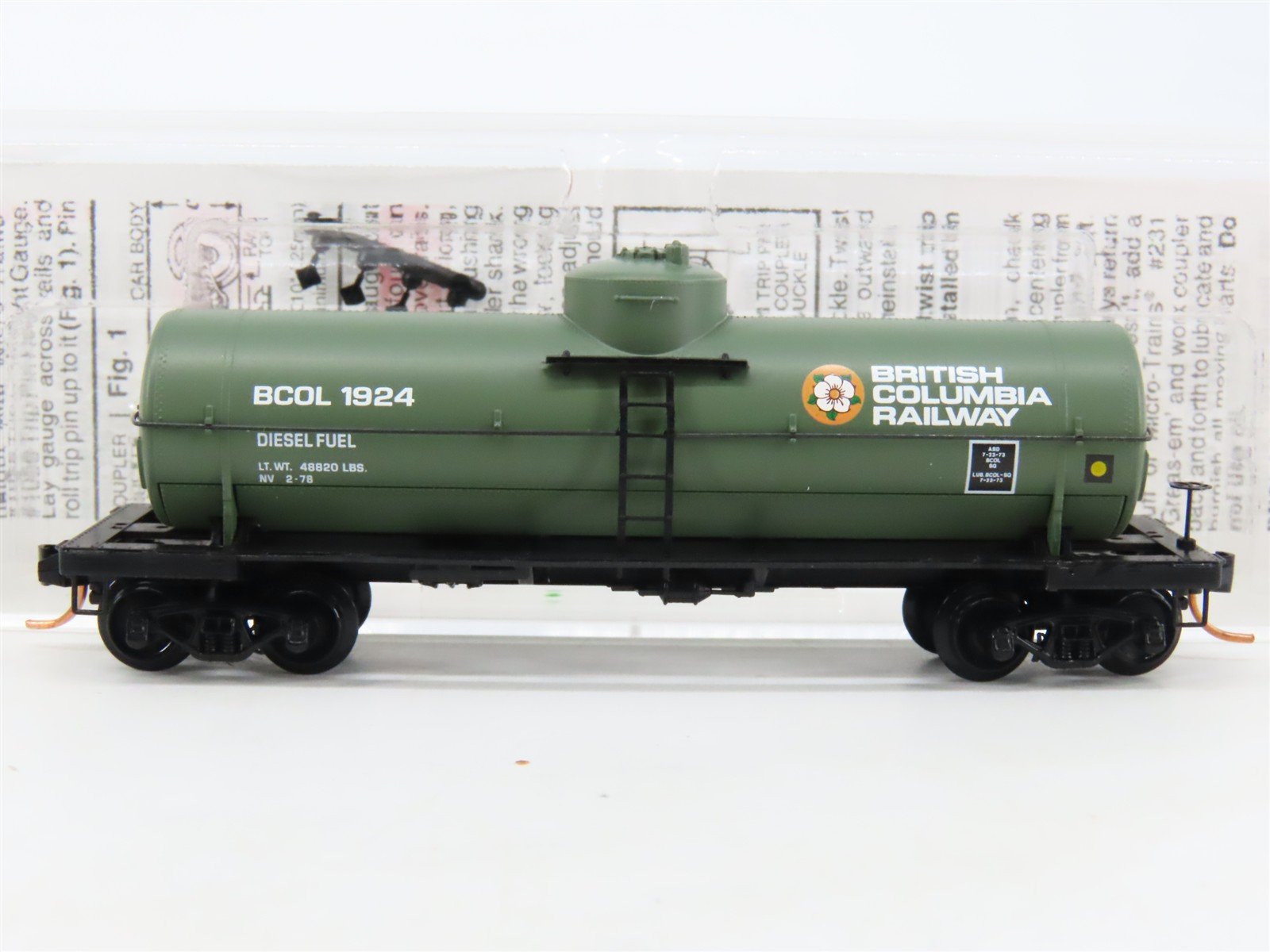 N Scale Micro-Trains MTL 65530 BCOL British Columbia Single Dome Tank Car #1924
