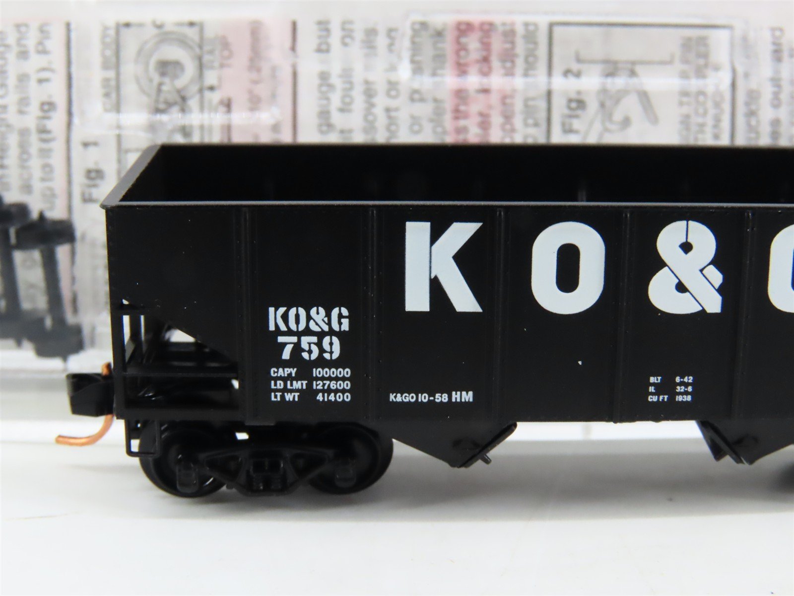 N Scale Micro-Trains MTL 56360 KO&G Kansas Oklahoma & Gulf 2-Bay Hopper #759