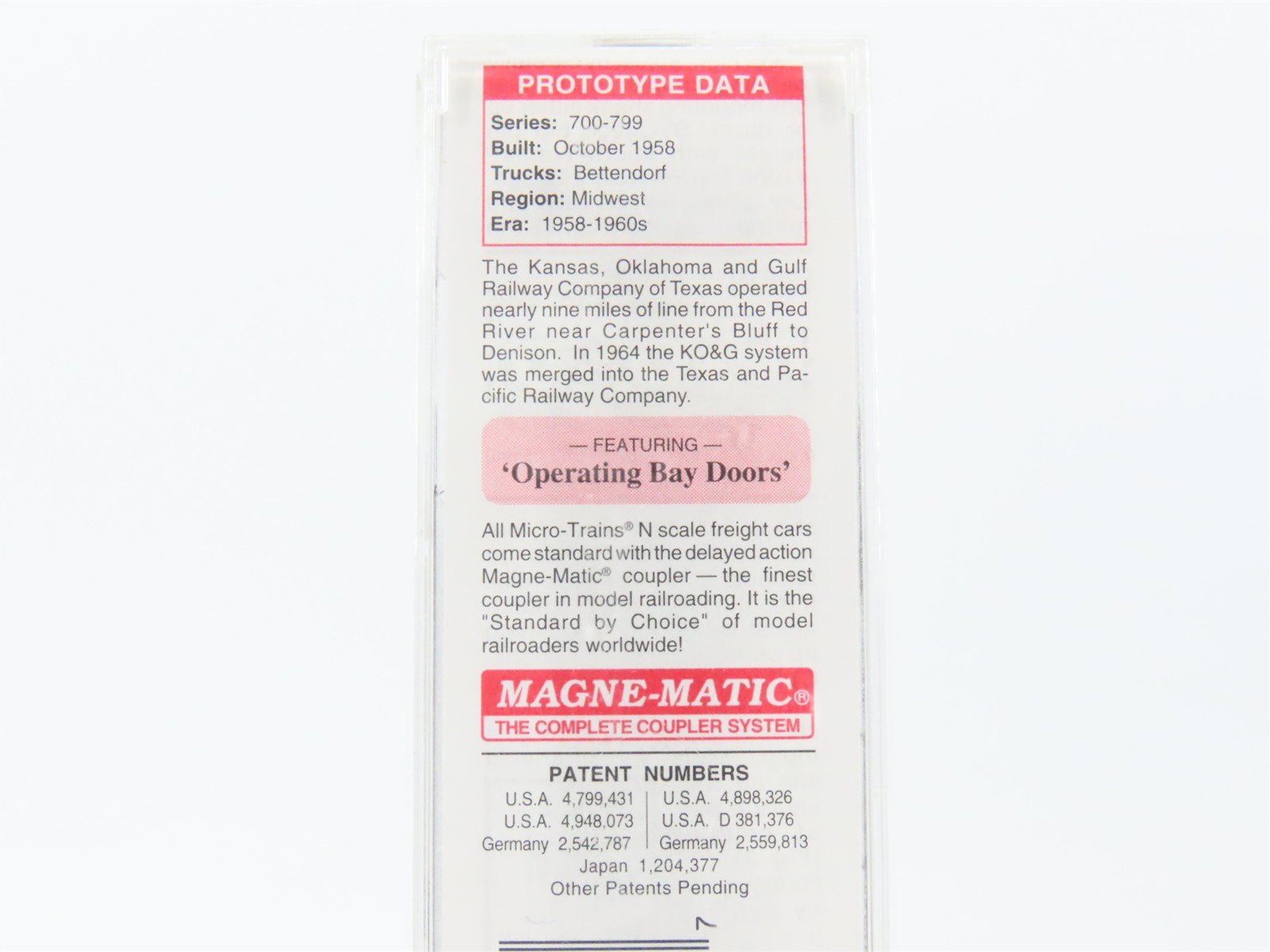 N Scale Micro-Trains MTL 56360 KO&G Kansas Oklahoma & Gulf 2-Bay Hopper #759