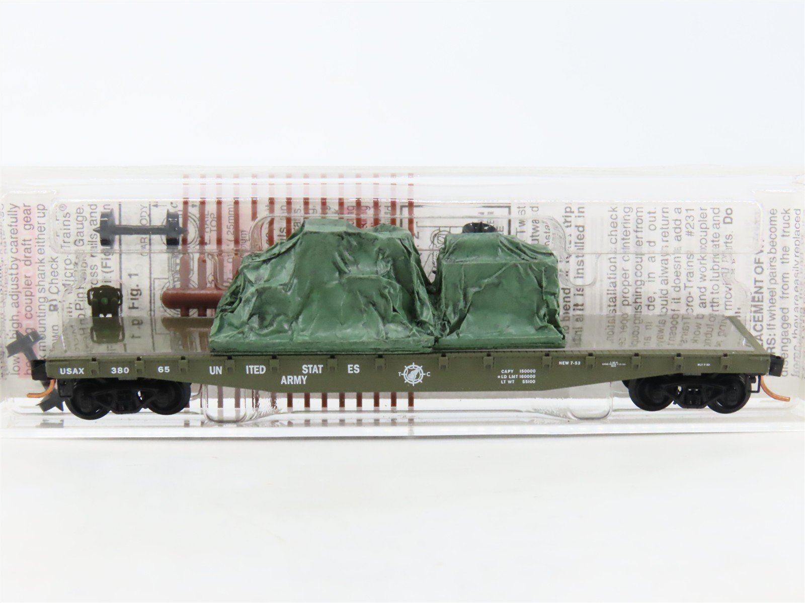 N Micro-Trains MTL 45180 USAX United States Army 50' Flat Car #38065 w/ Load