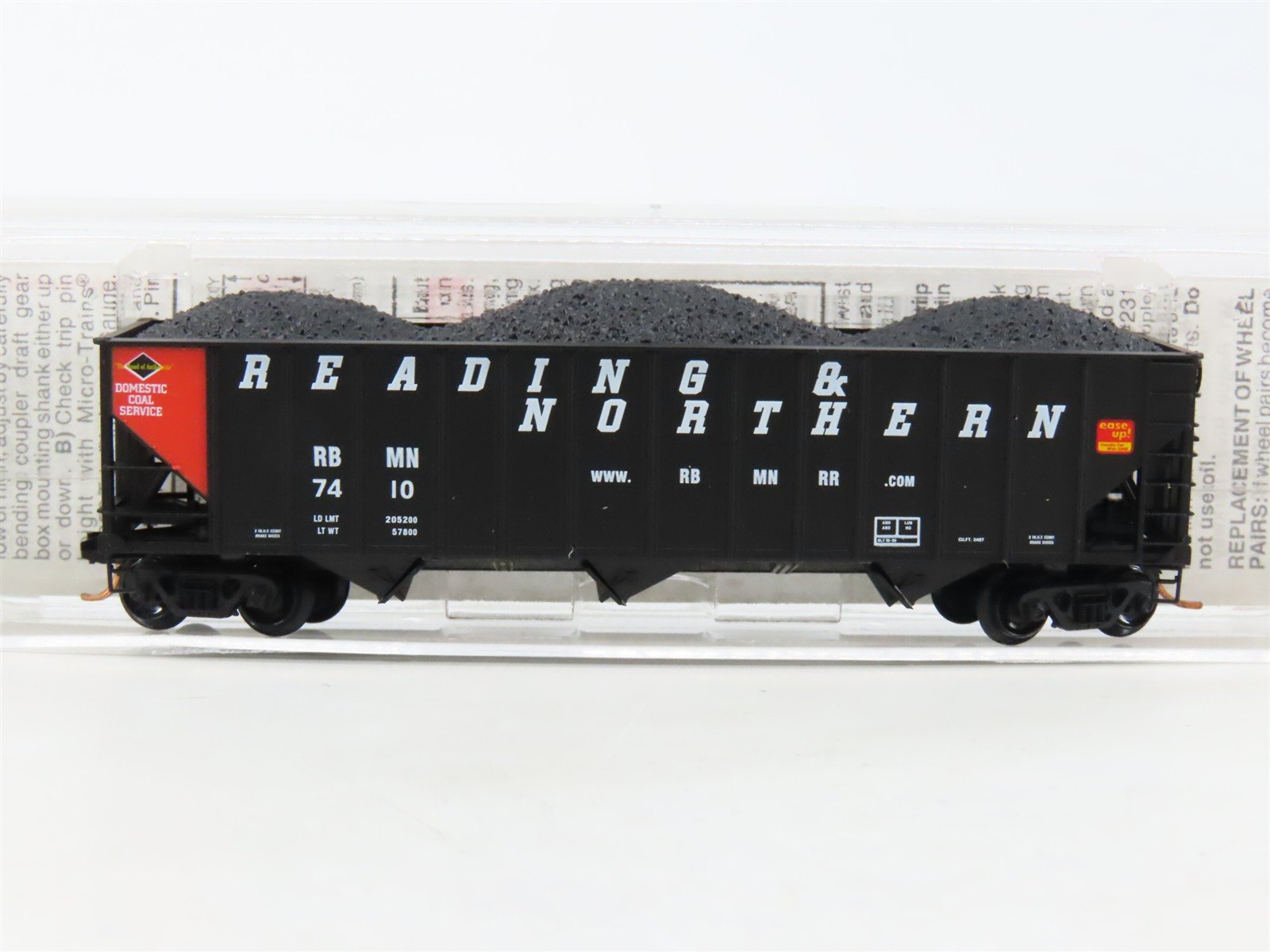 N Micro-Trains MTL 108090 RBMN Reading & Northern 3-Bay Hopper #7410 w/ Load