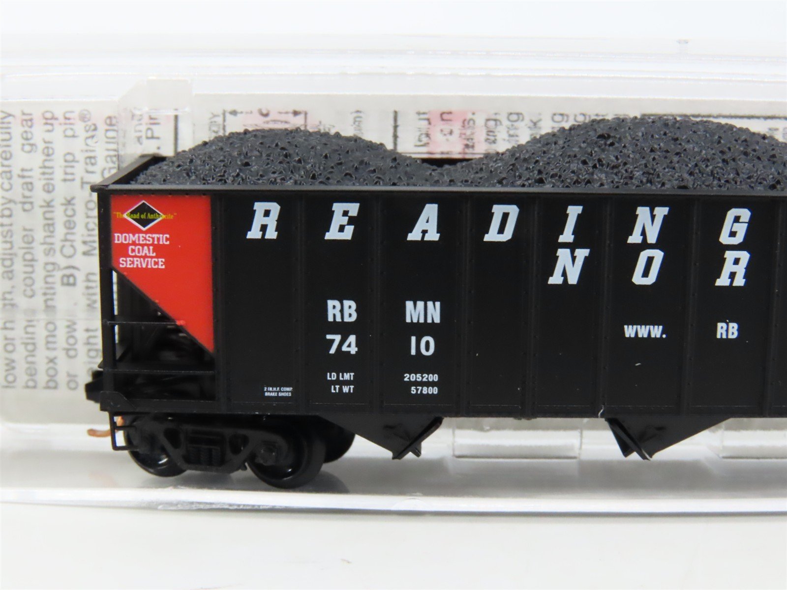 N Micro-Trains MTL 108090 RBMN Reading & Northern 3-Bay Hopper #7410 w/ Load