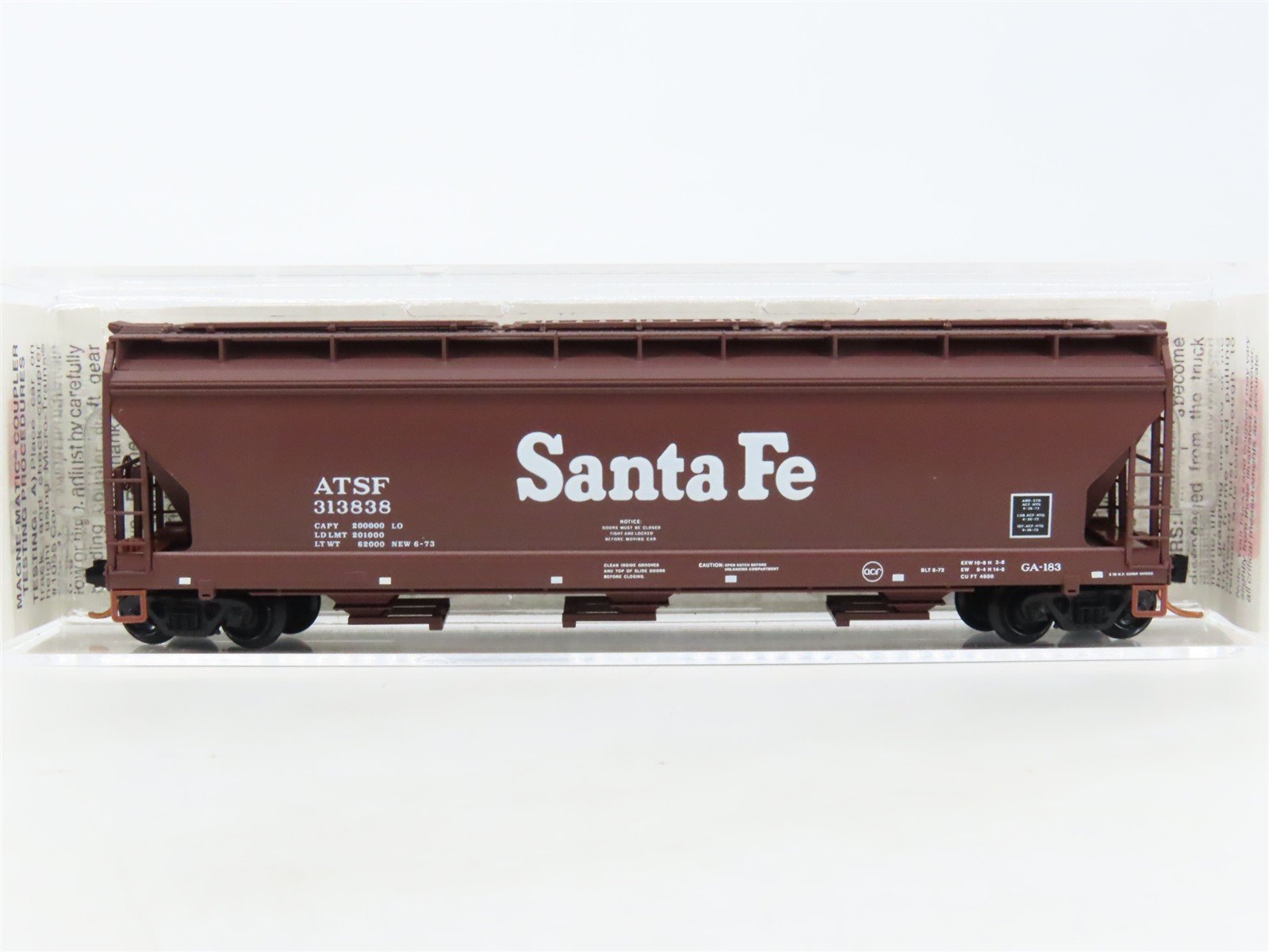 N Scale Micro-Trains MTL 94100 ATSF Santa Fe 3-Bay Covered Hopper #313838