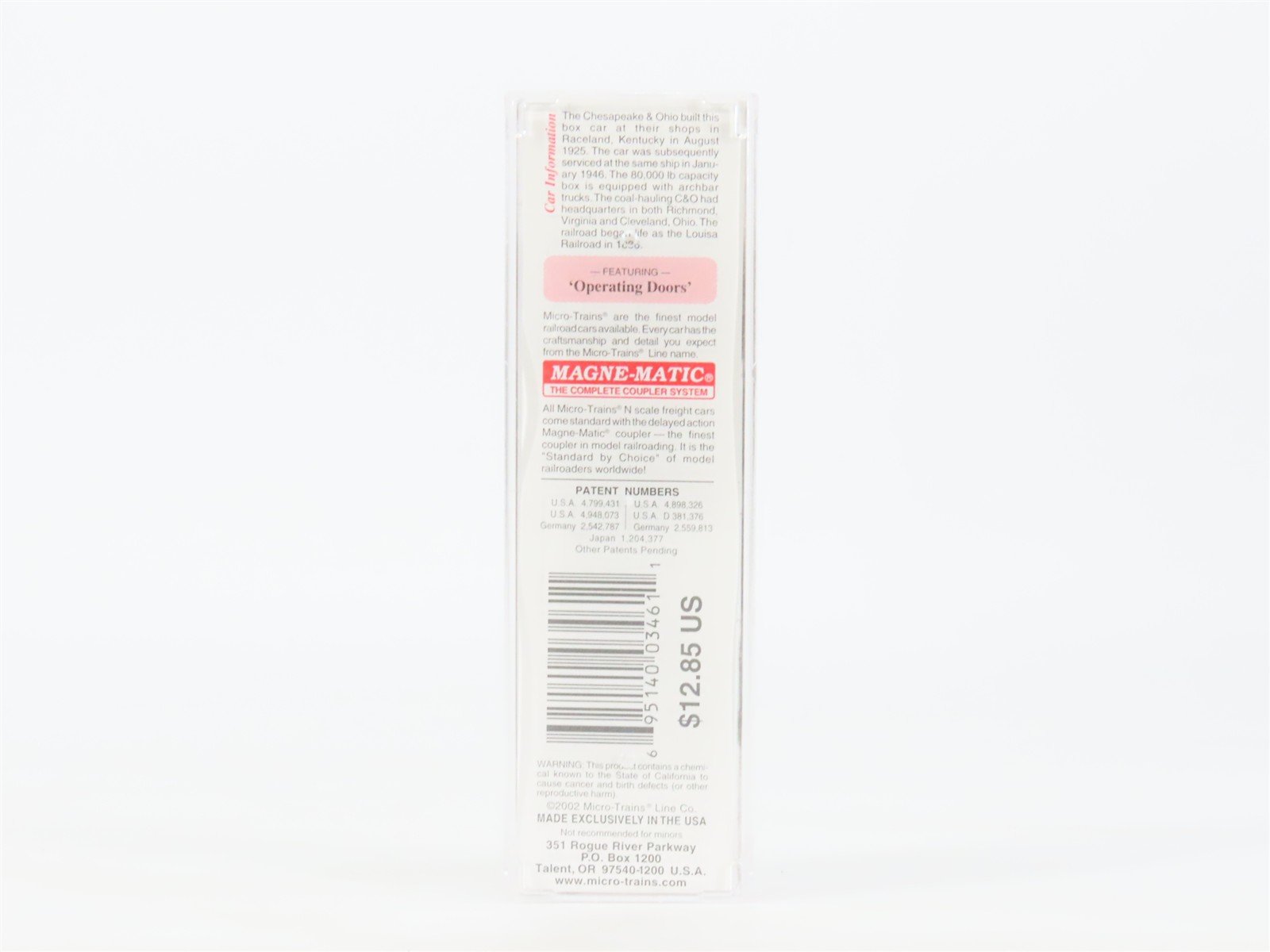 N Scale Micro-Trains MTL 43070 C&O Chesapeake & Ohio 40' Auto Box Car #12133