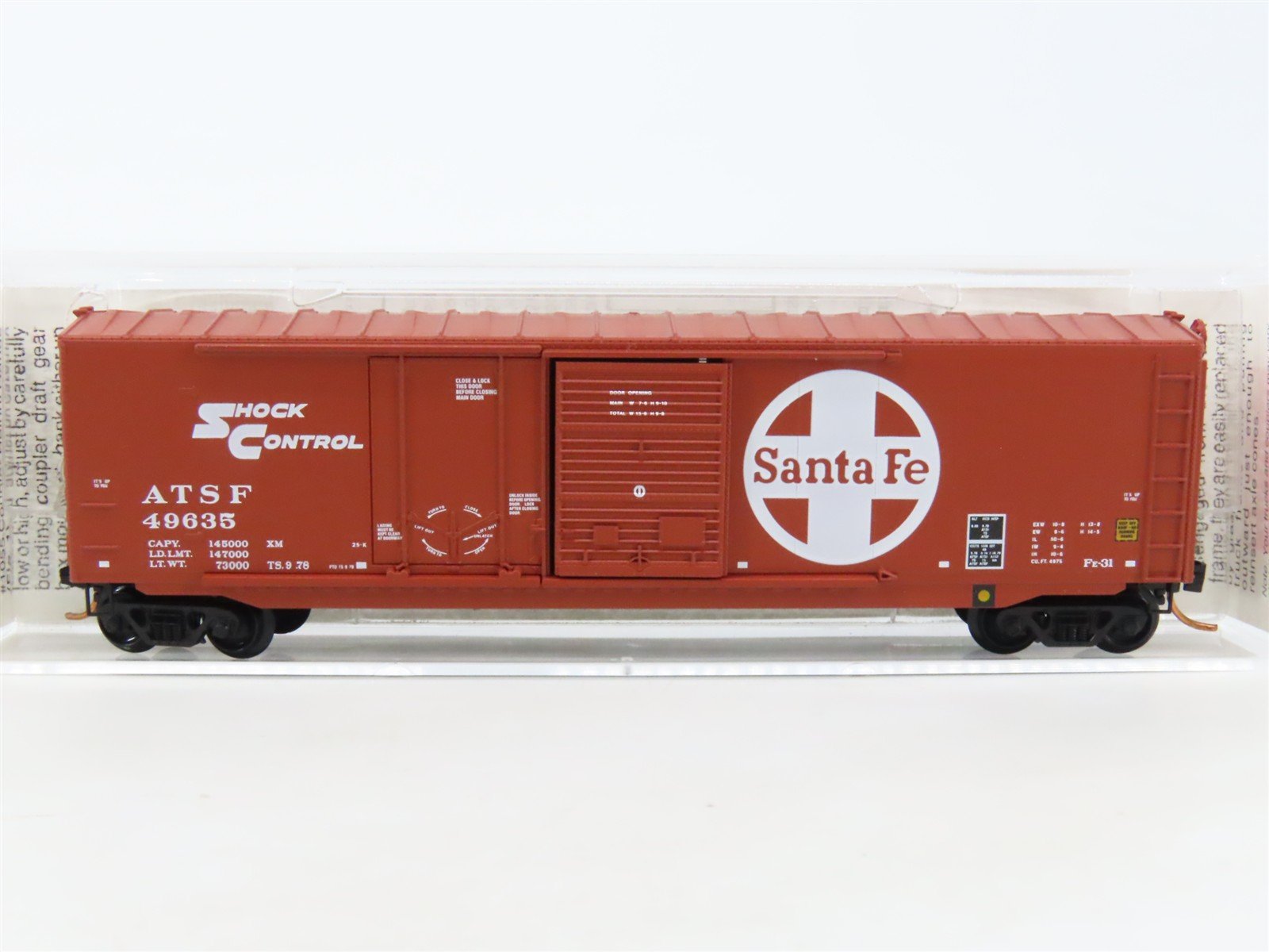 N Scale Micro-Trains MTL 76030 ATSF Santa Fe Shock Control 50' Box Car #49635