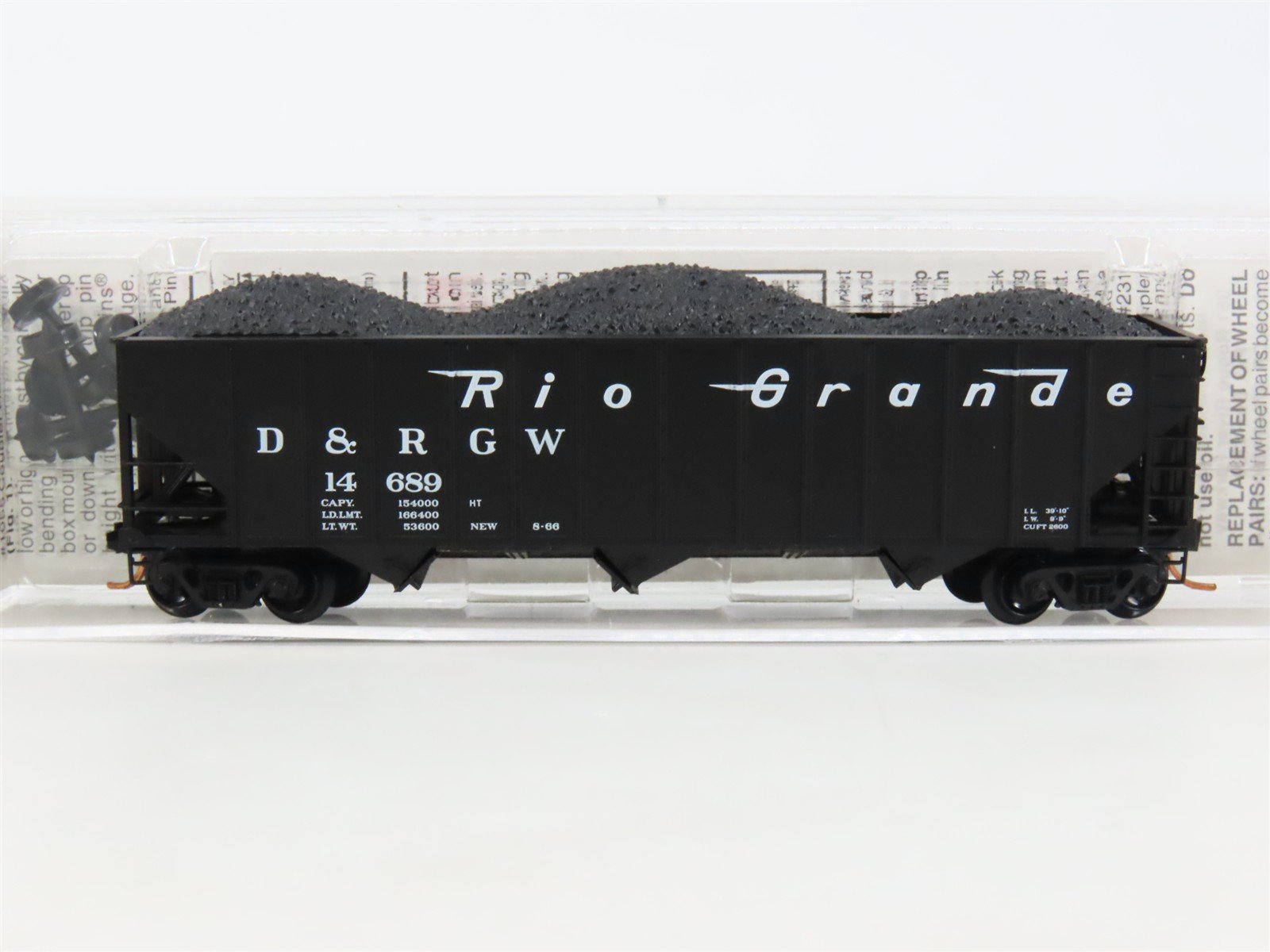 N Scale Micro-Trains MTL 108060 D&RGW Rio Grande 3-Bay Hopper #14689 w/Coal Load