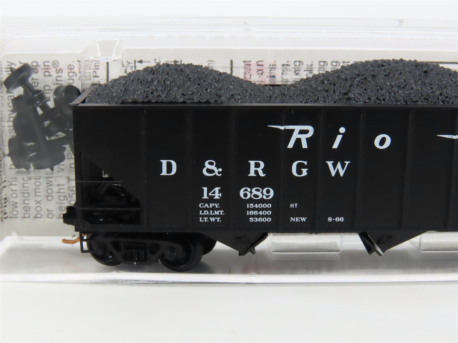 N Scale Micro-Trains MTL 108060 D&RGW Rio Grande 3-Bay Hopper #14689 w/Coal Load