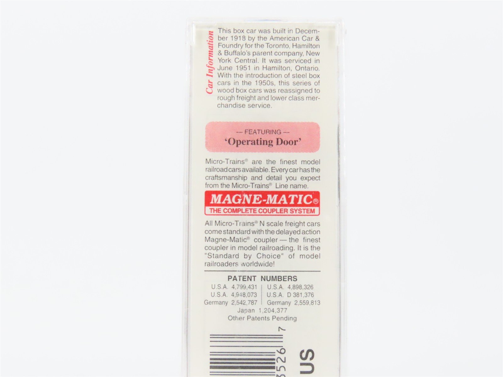 N Scale Micro-Trains MTL 39220 THB Toronto Hamilton & Buffalo 40' Box Car #4761