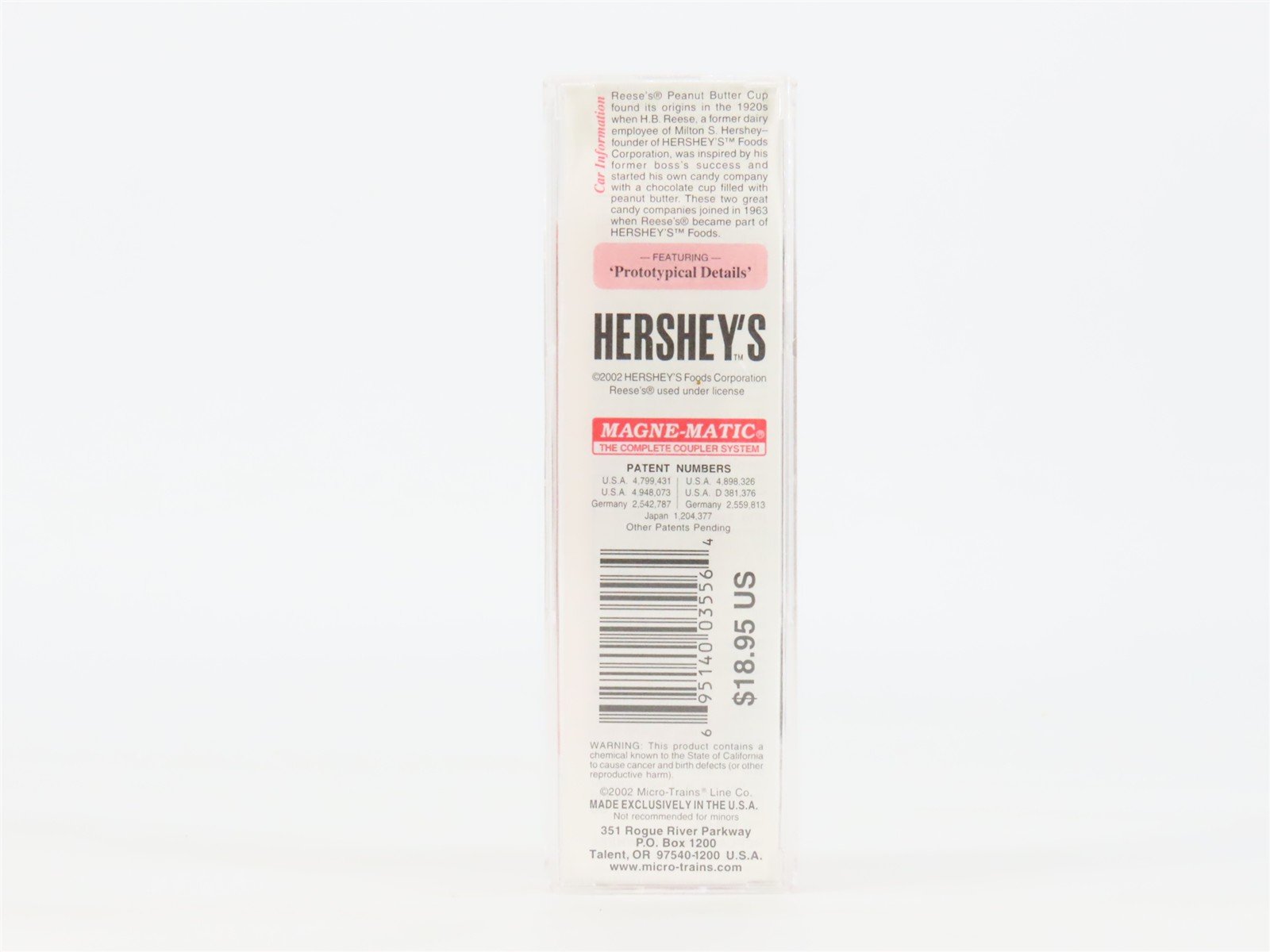 N Scale Micro-Trains MTL 21300 HFC Hershey's Reese's 40' Box Car #7602