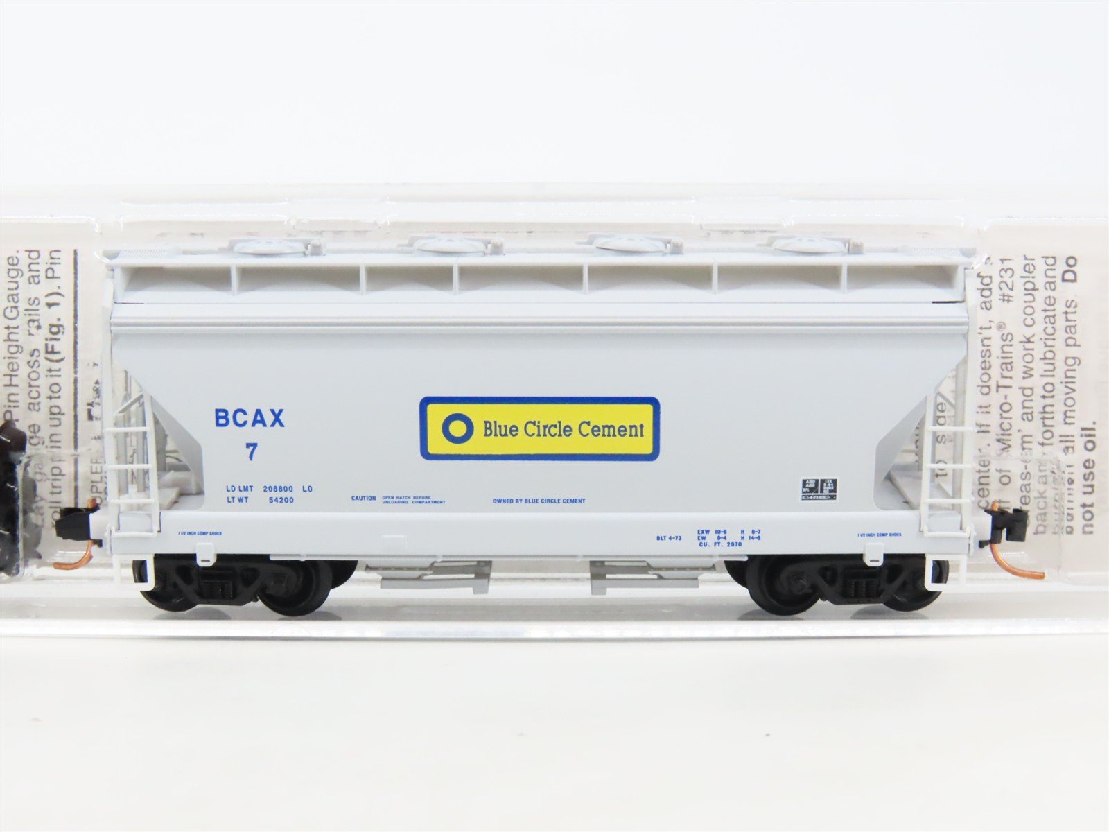 N Scale Micro-Trains MTL 92180 BCAX Blue Circle Cement 2-Bay Covered Hopper #7