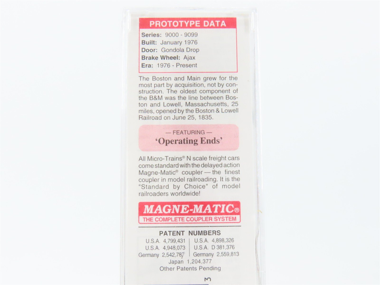 N Scle Micro-Trains MTL 46180 BM Boston & Maine 50' Fishbelly Side Gondola #9066