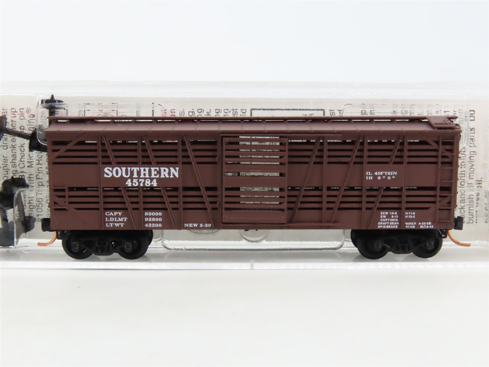N Scale Micro-Trains MTL 35060 Southern Railway 40' Despatch Stock Car #45784