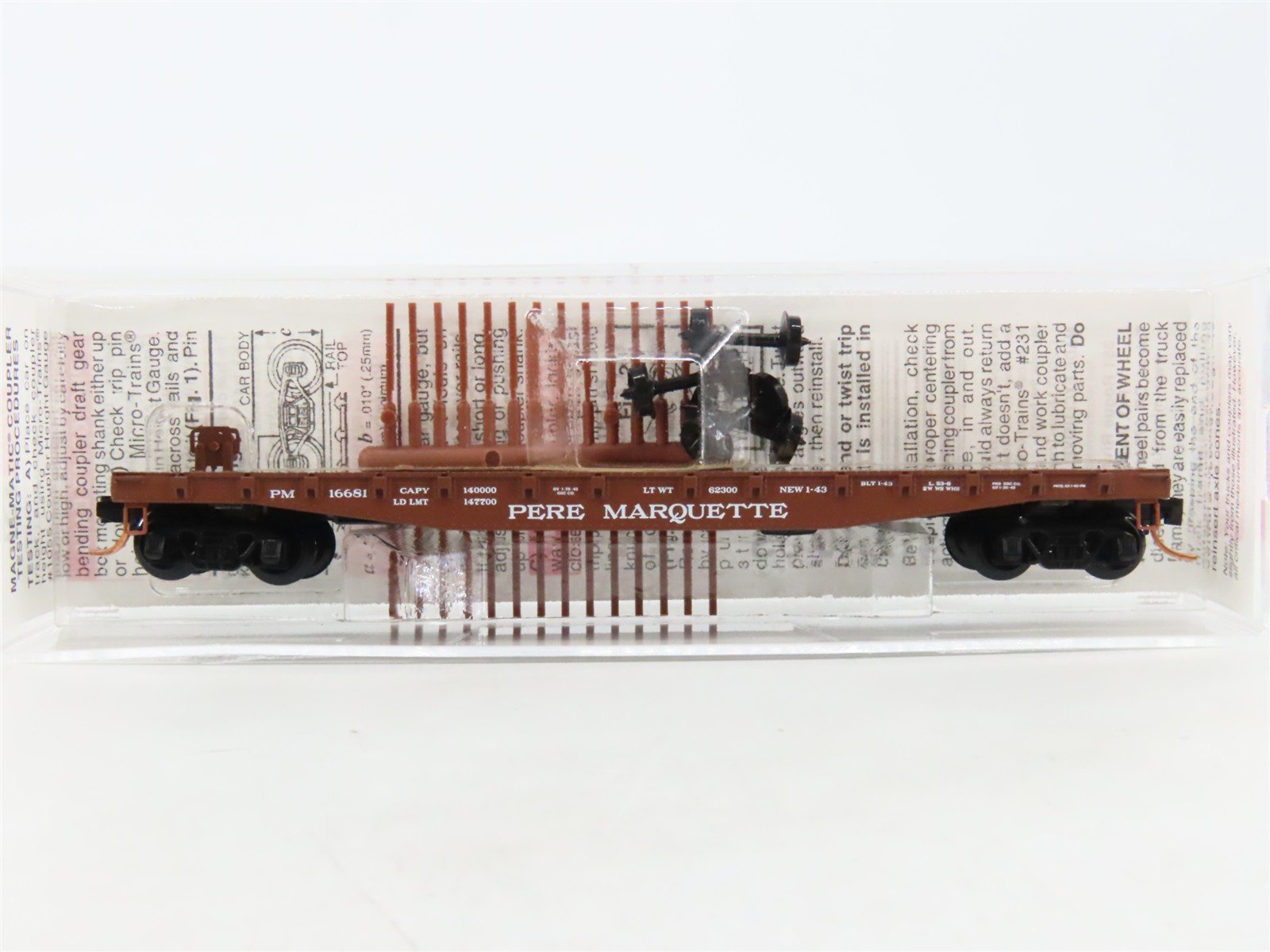 N Scale Micro-Trains MTL 45260 PM Pere Marquette 50' Flat Car #16681