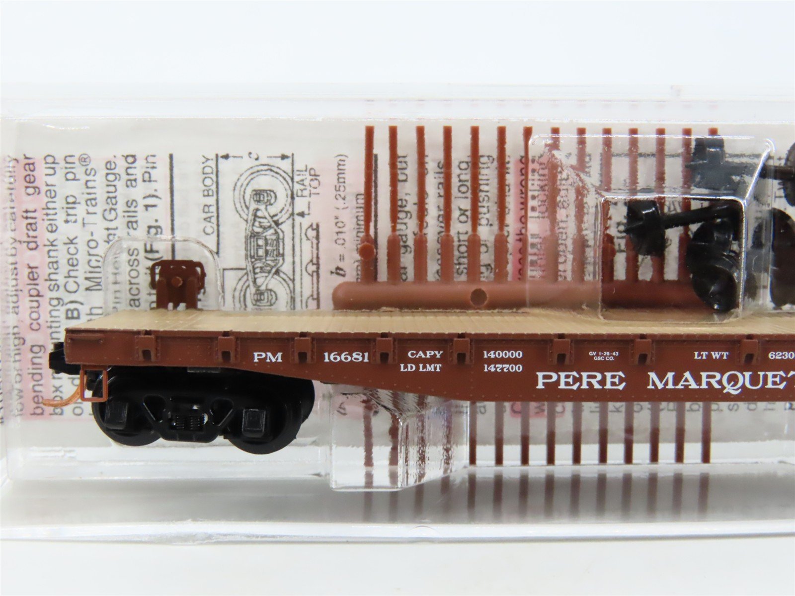 N Scale Micro-Trains MTL 45260 PM Pere Marquette 50' Flat Car #16681