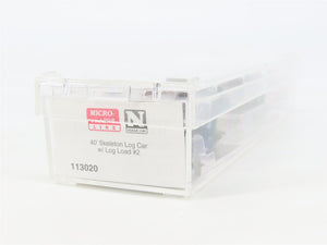 N Scale Micro-Trains MTL 113020 40' Skeleton Log Car w/ Log Load #2