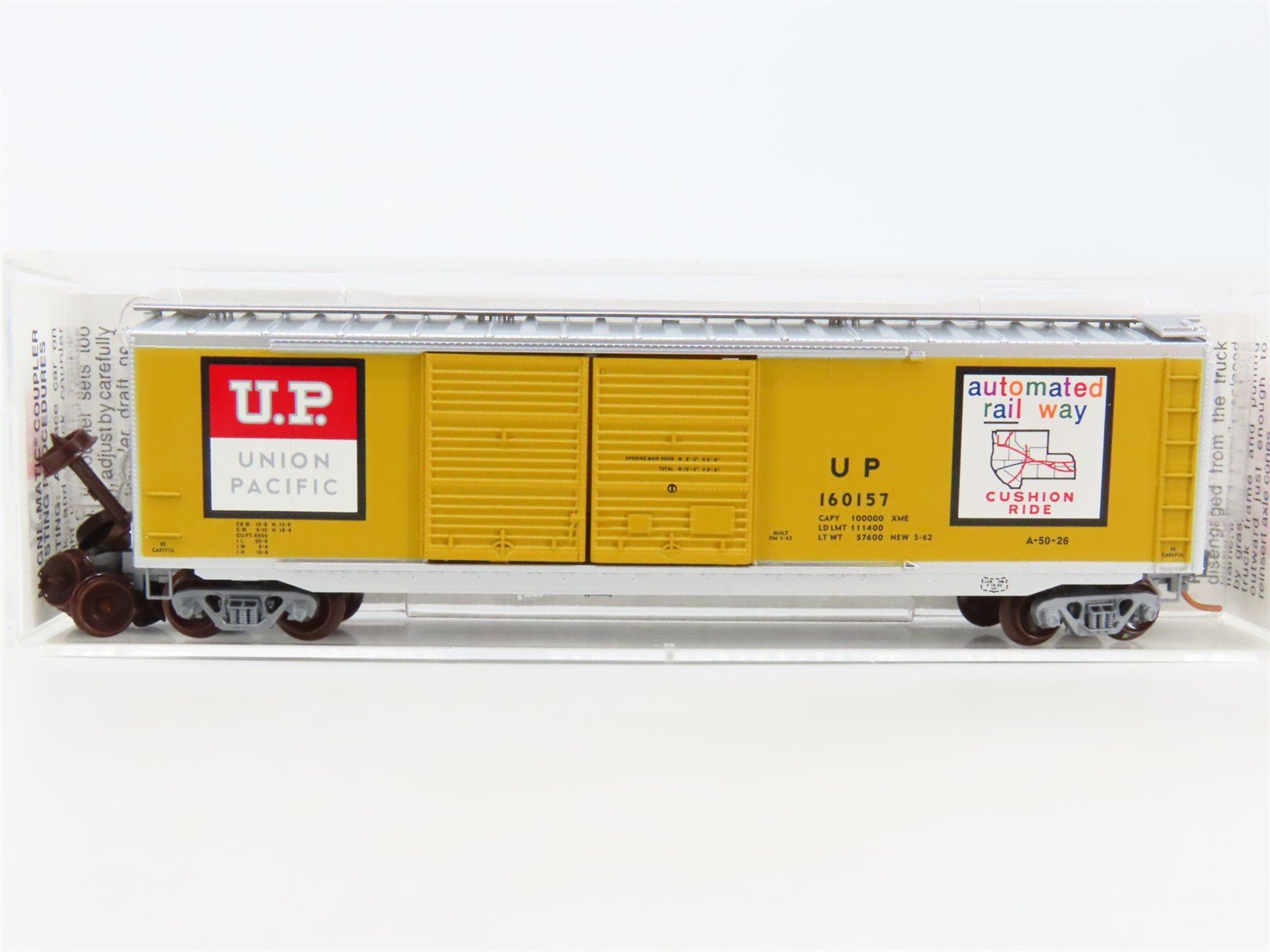 N Micro-Trains MTL 34310 UP Union Pacific Automated Rail Way 50' Box Car #160157