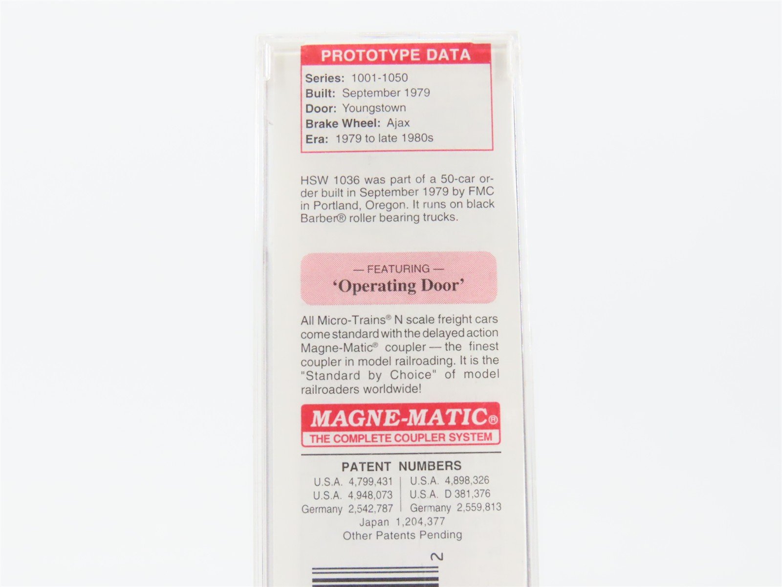 N Scale Micro-Trains MTL 25640 HSW Helena Southwestern 50' Rib Side Boxcar #1036