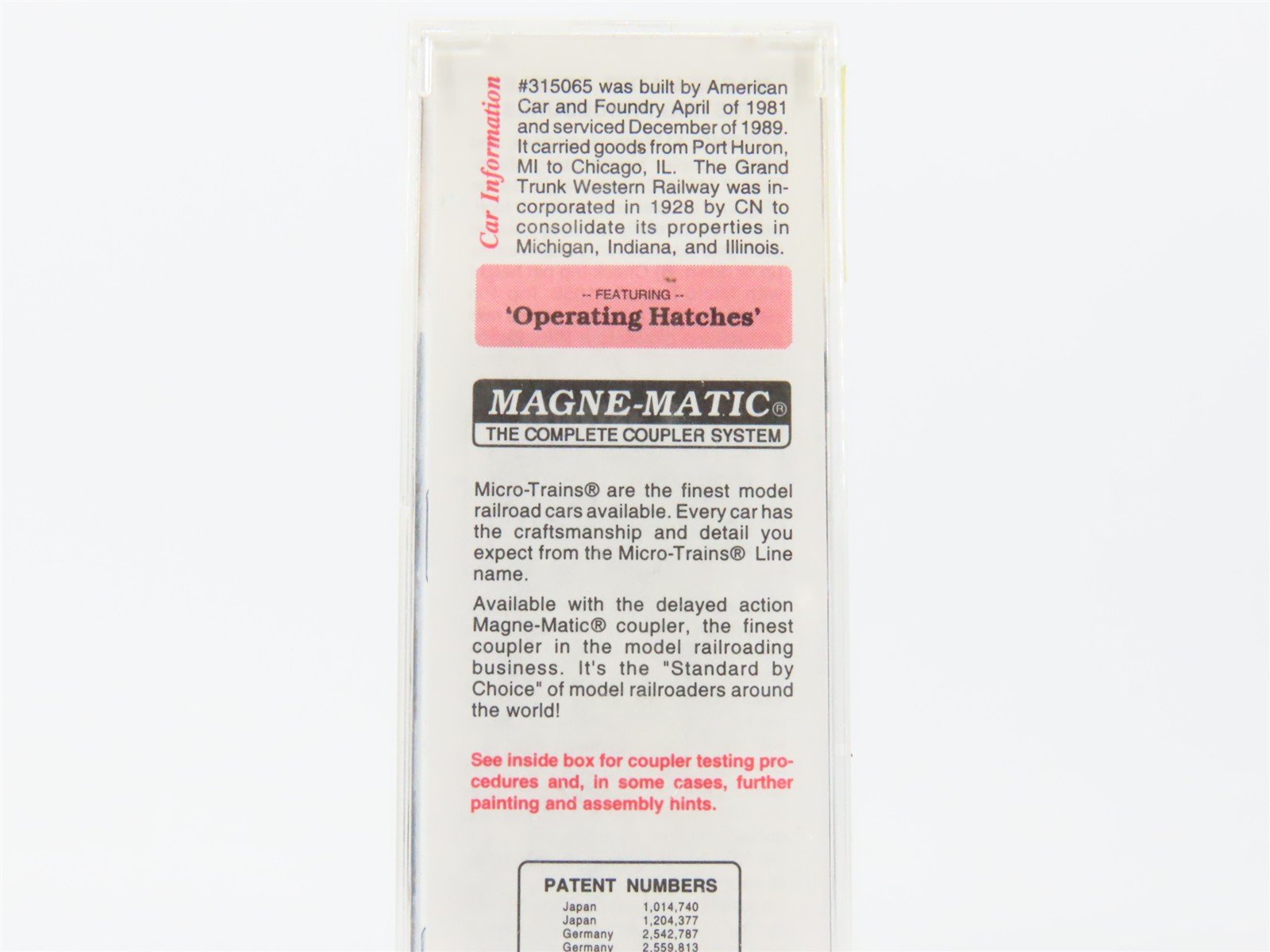 N Micro-Trains MTL 92010 GTW Grand Trunk Western 2-Bay Covered Hopper #315065