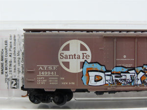 N Scale Micro-Trains MTL 02144110 ATSF Santa Fe 40' Box Car #149941 w/ Graffiti