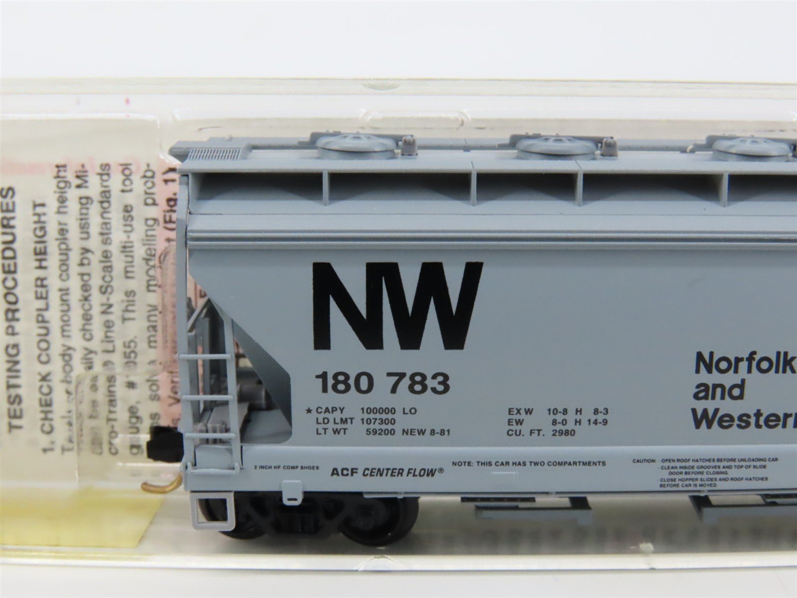 N Scale Micro-Trains MTL 92050 NW Norfolk & Western 2-Bay Covered Hopper #180783