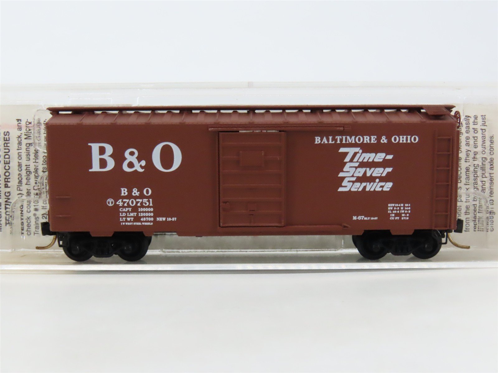N Micro-Trains MTL 20346/2 B&O Baltimore & Ohio Time Saver 40' Box Car #470751