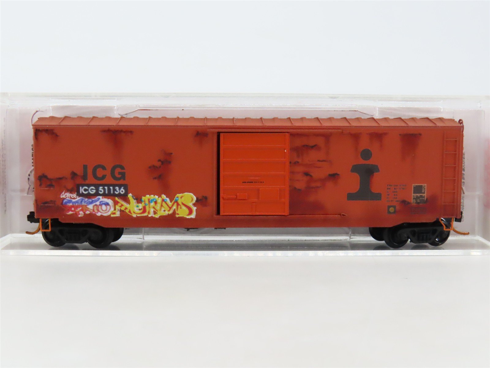 N Scale Micro-Trains MTL 07744120 ICG 50' Single Door Boxcar #51136 w/ Graffiti