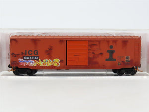 N Scale Micro-Trains MTL 07744120 ICG 50' Single Door Boxcar #51136 w/ Graffiti