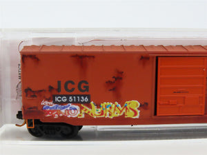 N Scale Micro-Trains MTL 07744120 ICG 50' Single Door Boxcar #51136 w/ Graffiti