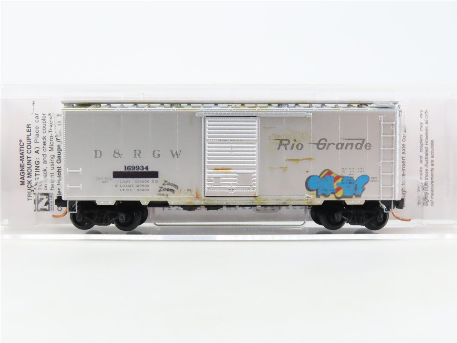 N Scale Micro-Trains MTL 02044776 D&RGW Rio Grande 40' Boxcar #169934 w/Graffiti
