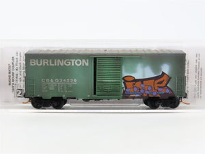 N Micro-Trains MTL 02444310 CB&Q Burlington Route 40' Boxcar #34236 w/ Graffiti