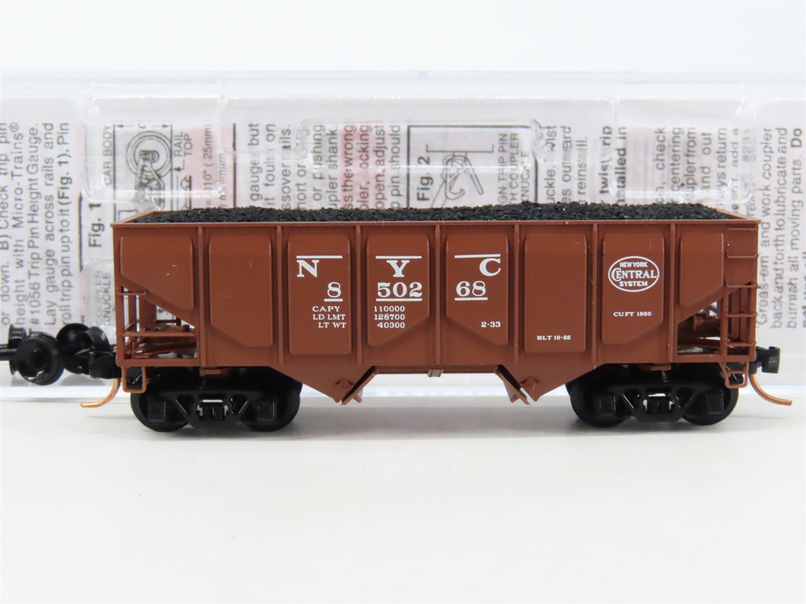 N Micro-Trains MTL 08500021 NYC New York Central 2-Bay Hopper #850268 w/ Load