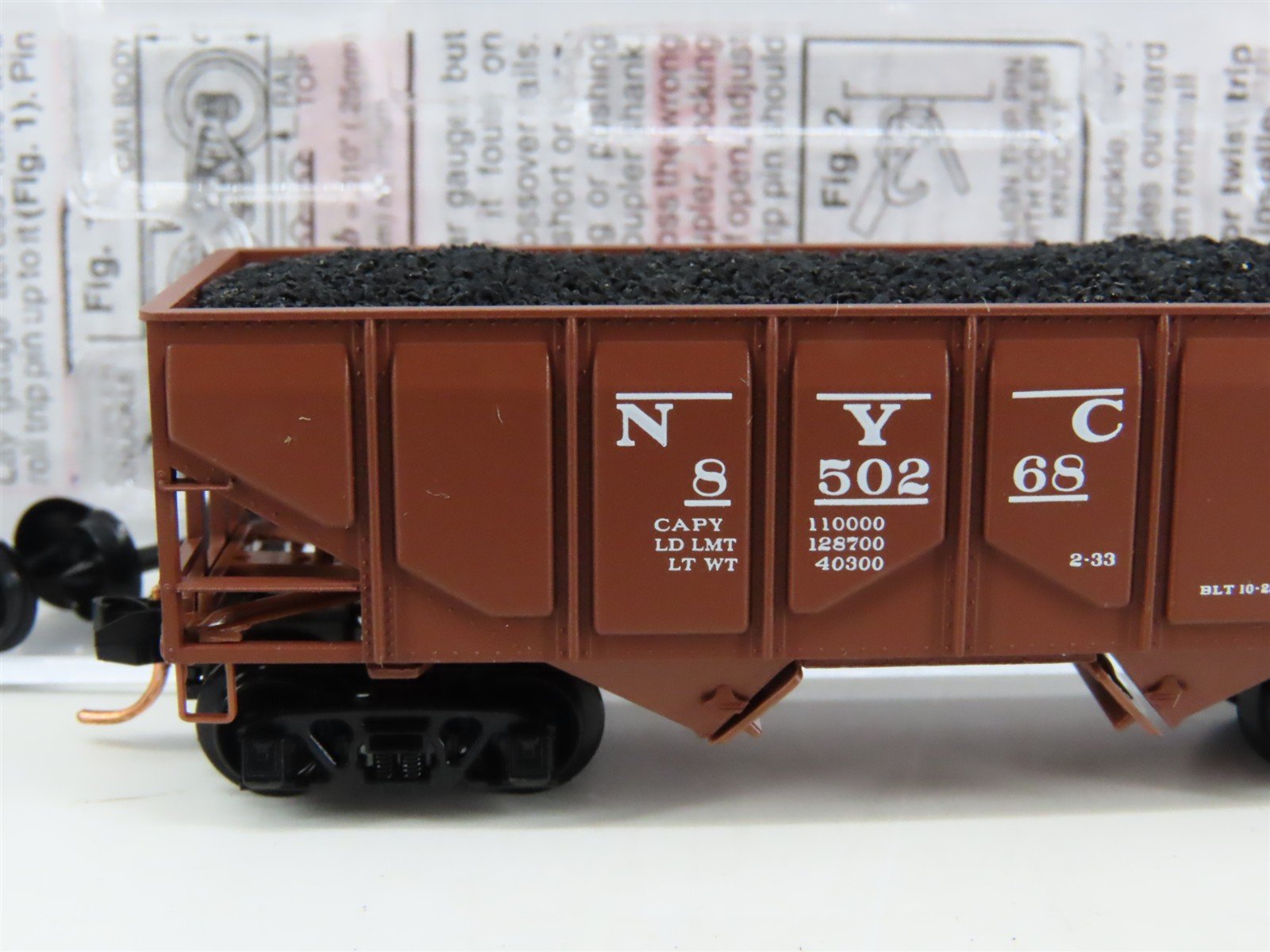 N Micro-Trains MTL 08500021 NYC New York Central 2-Bay Hopper #850268 w/ Load