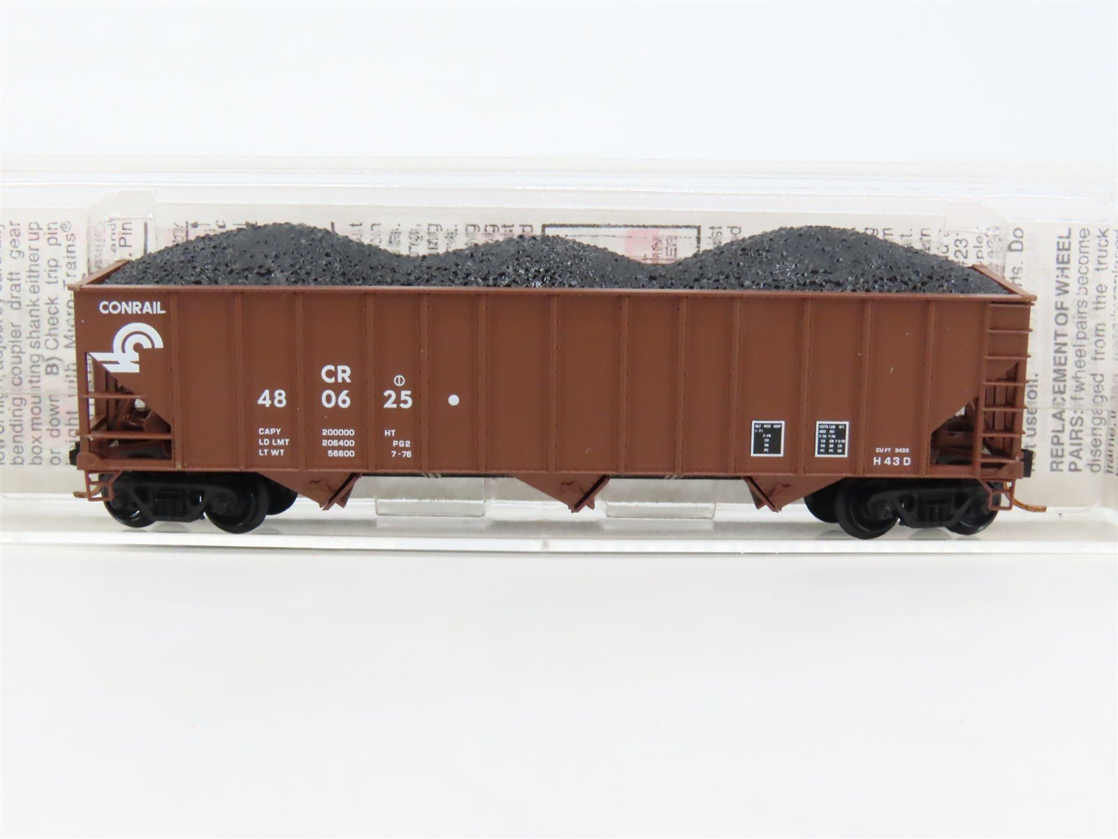 N Scale Micro-Trains MTL 108030 CR Conrail 3-Bay Hopper #480625 w/ Load