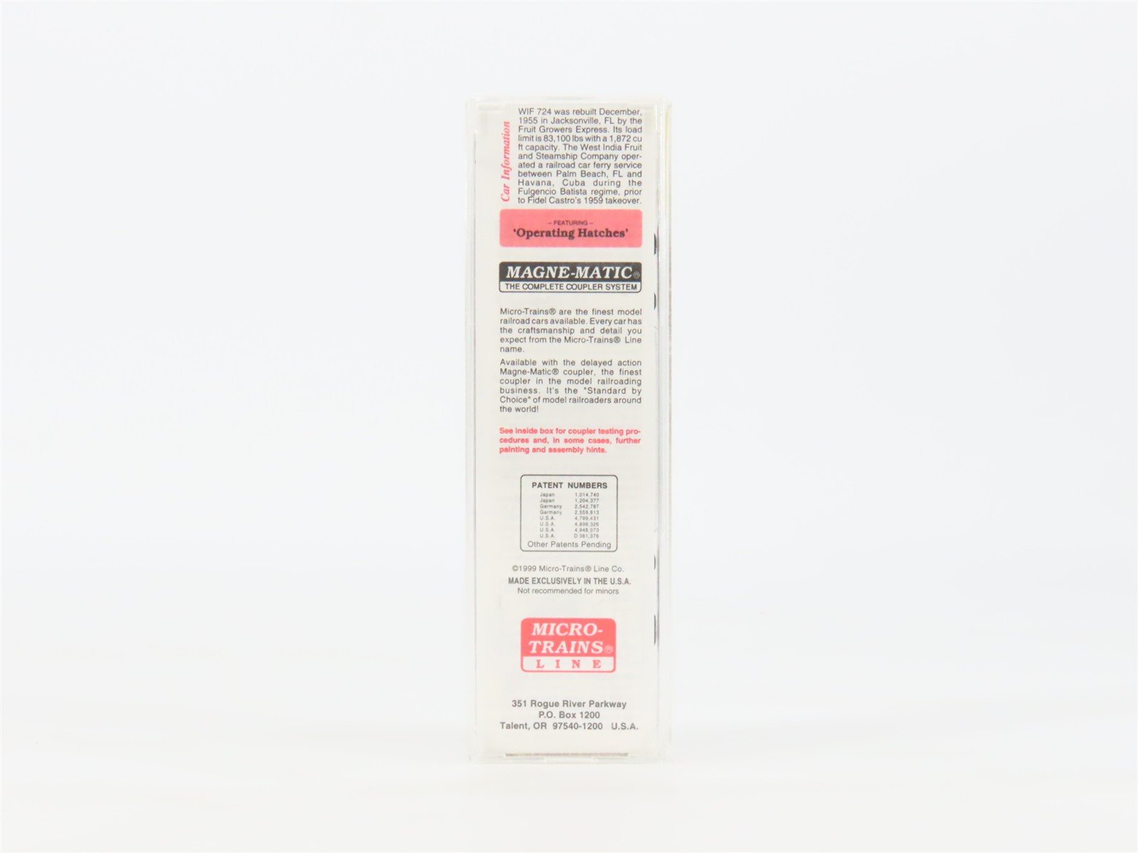 N Scale Micro-Trains MTL 49510 WIF West India Fruit & Steamship 40' Reefer #724